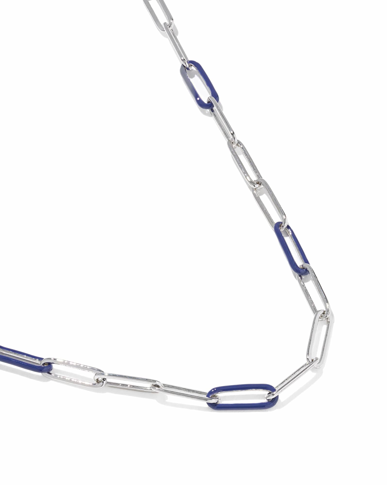 Courtney Silver Enamel Link and Chain Necklace