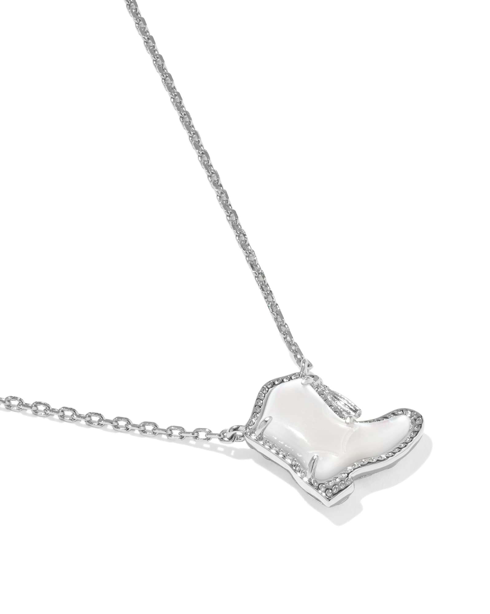 Drill Team Boot Silver Short Pendant Necklace