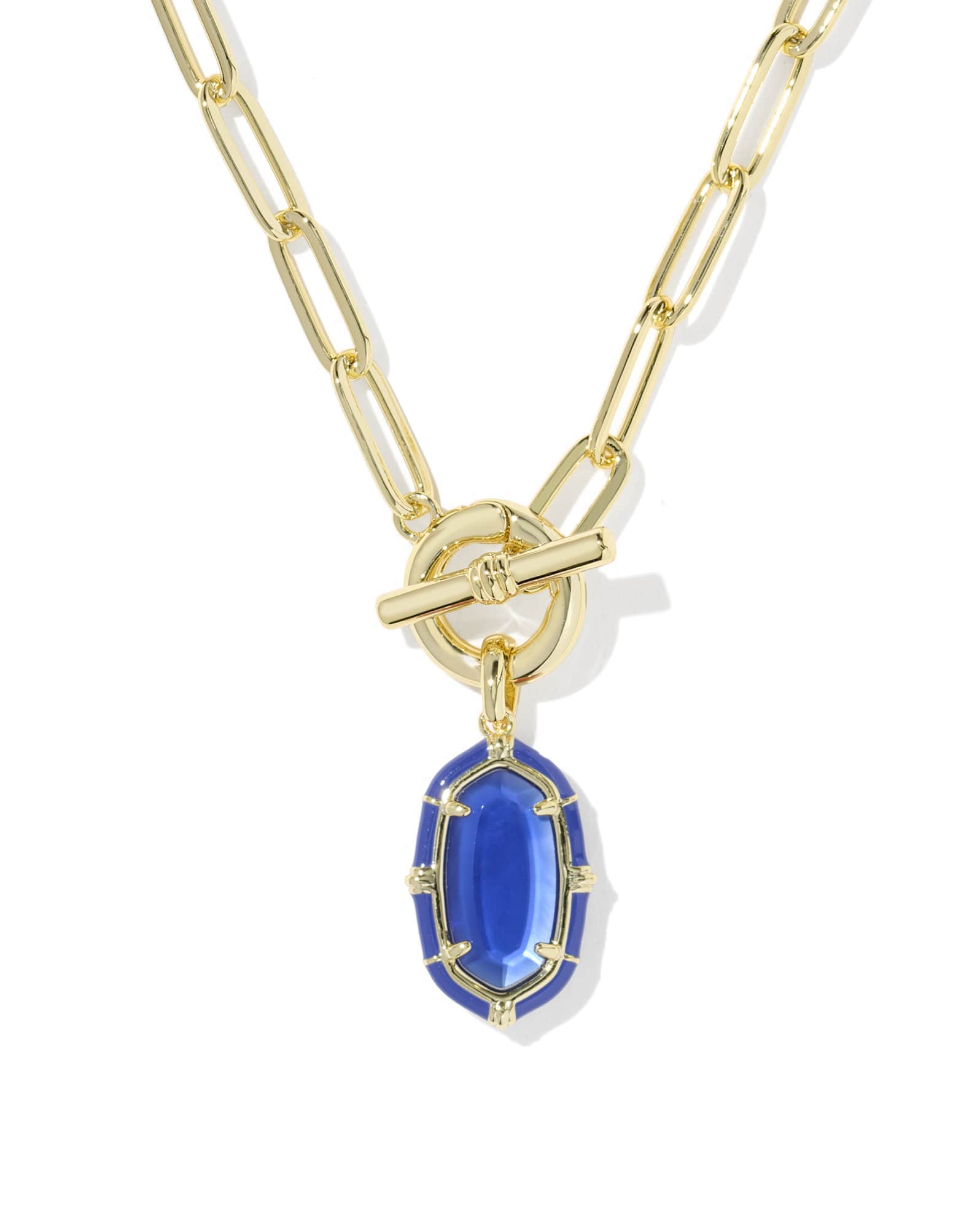 Elisa Gold Enamel Link and Chain Necklace
