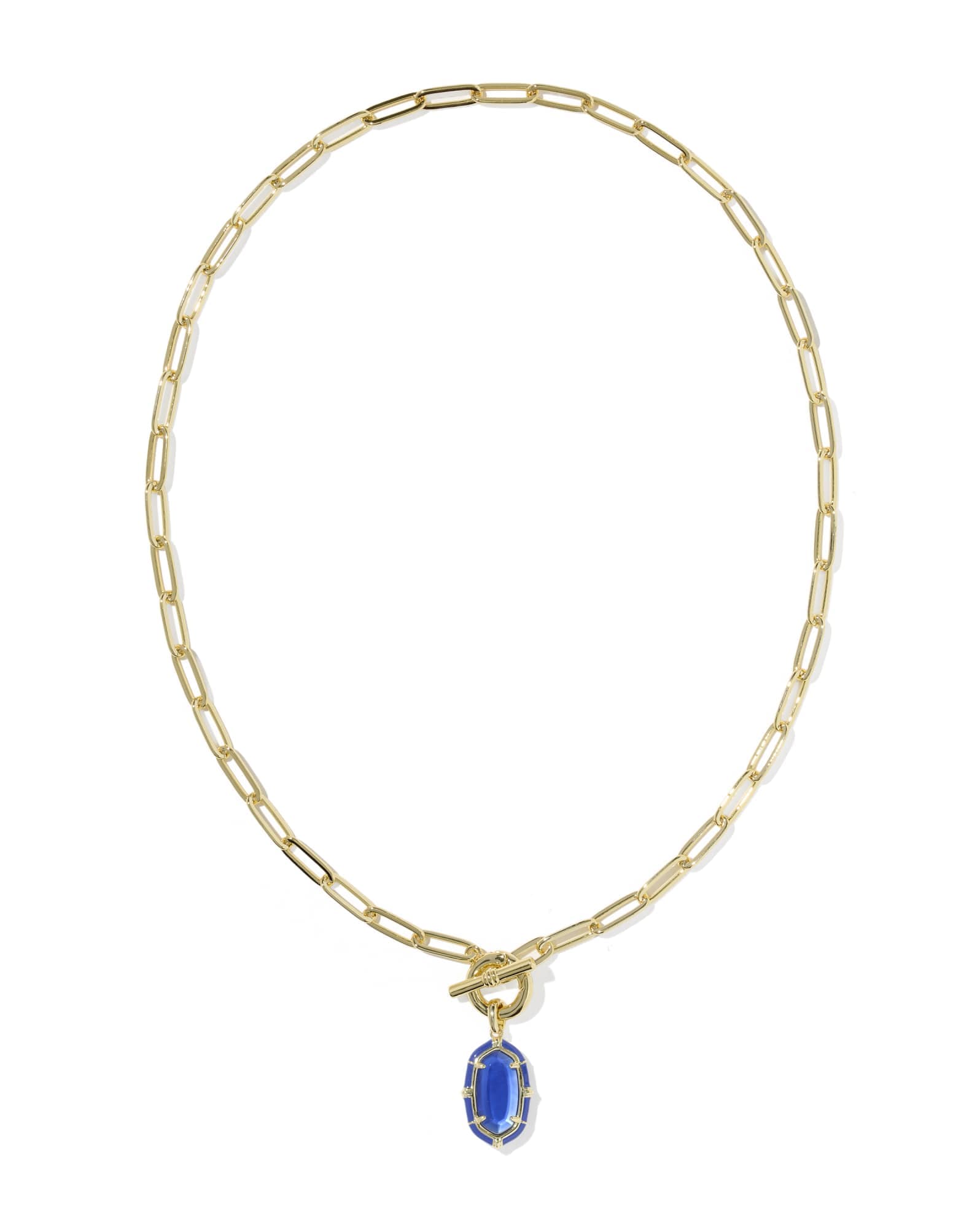 Elisa Gold Enamel Link and Chain Necklace