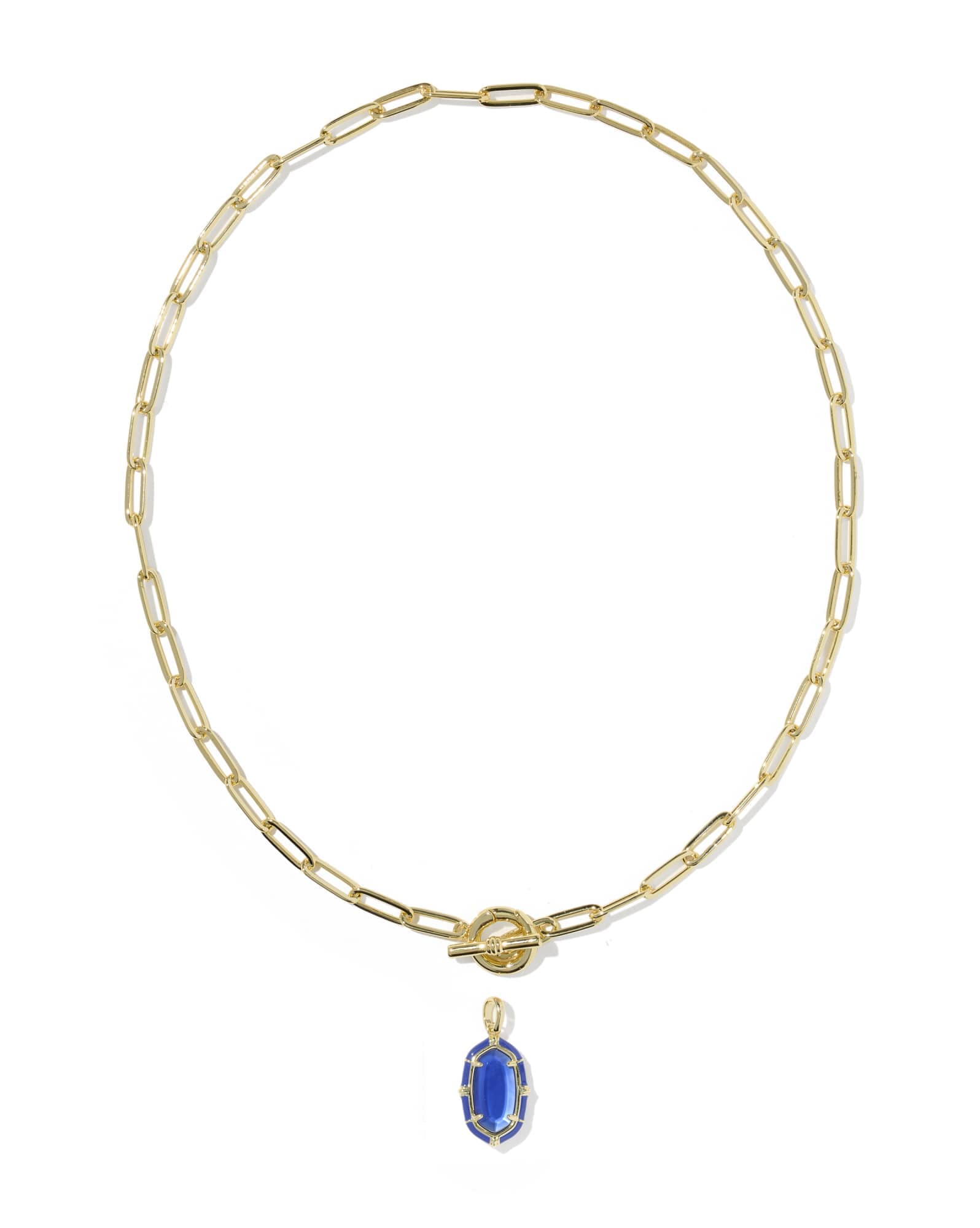 Elisa Gold Enamel Link and Chain Necklace