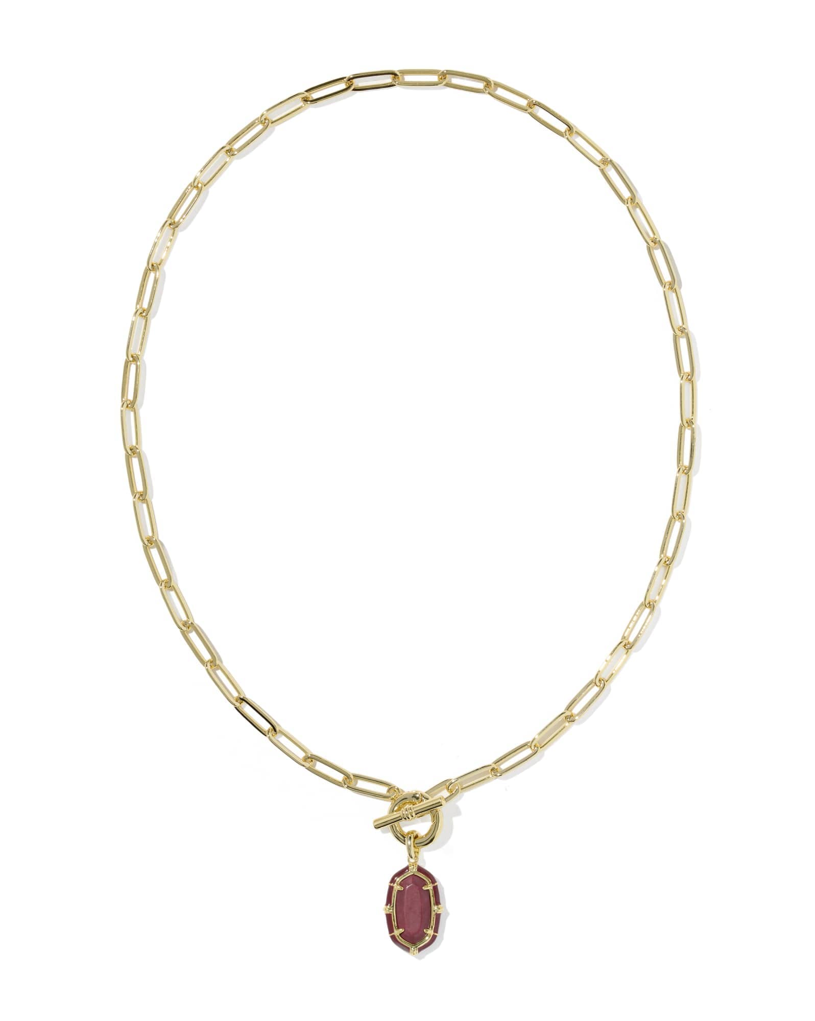 Elisa Gold Enamel Link and Chain Necklace