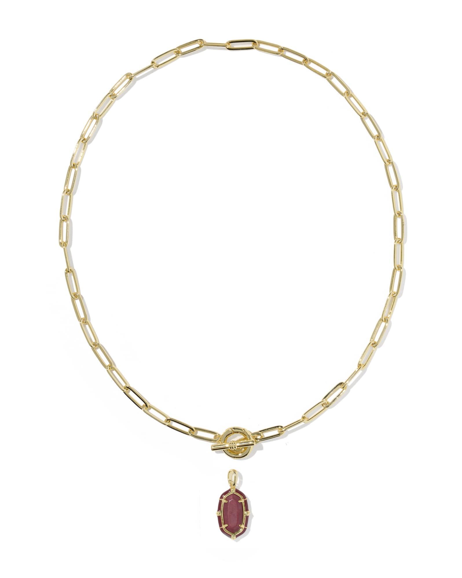 Elisa Gold Enamel Link and Chain Necklace