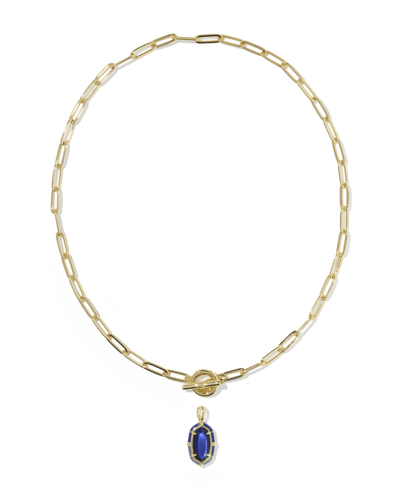 Elisa Gold Enamel Link and Chain Necklace