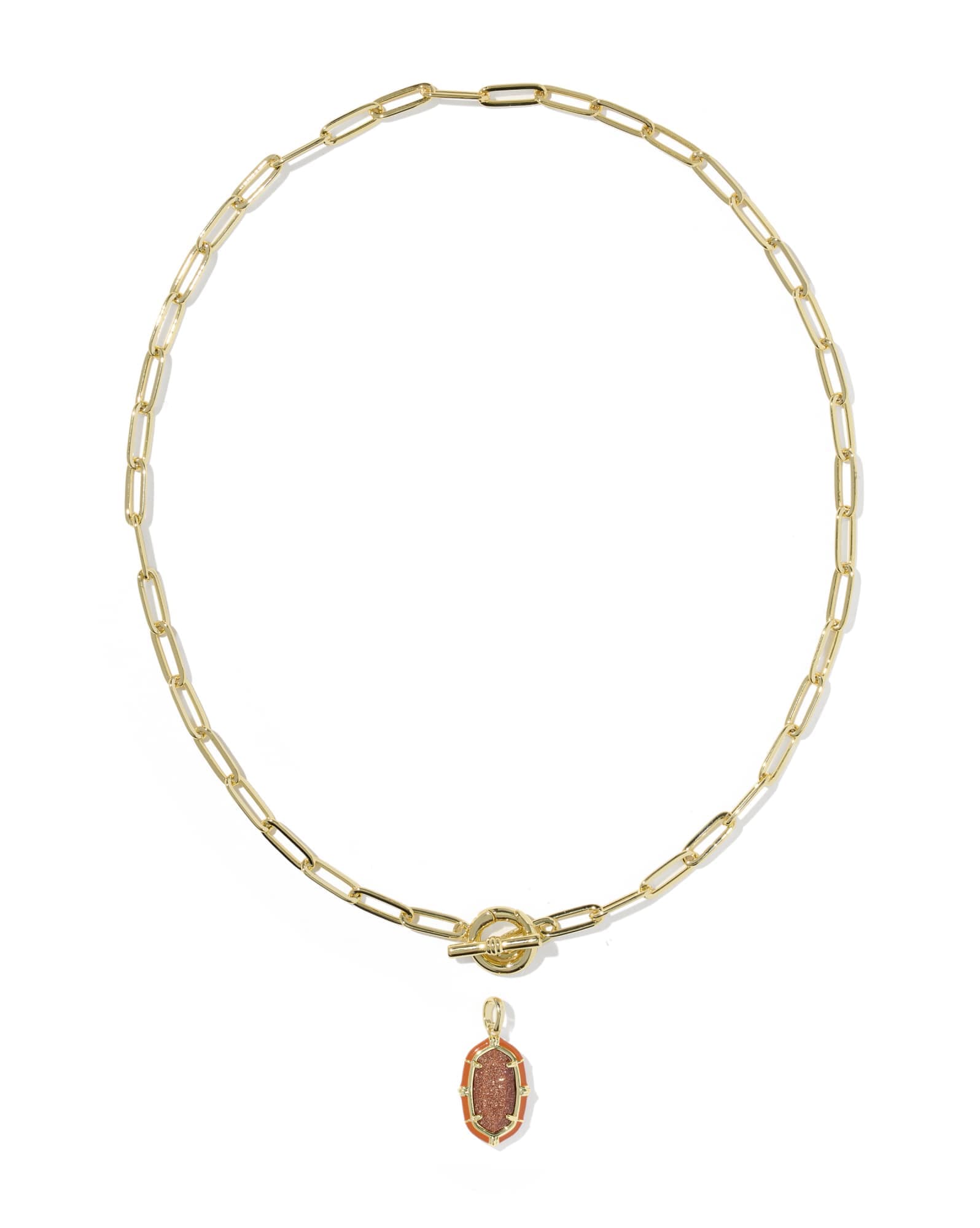 Elisa Gold Enamel Link and Chain Necklace