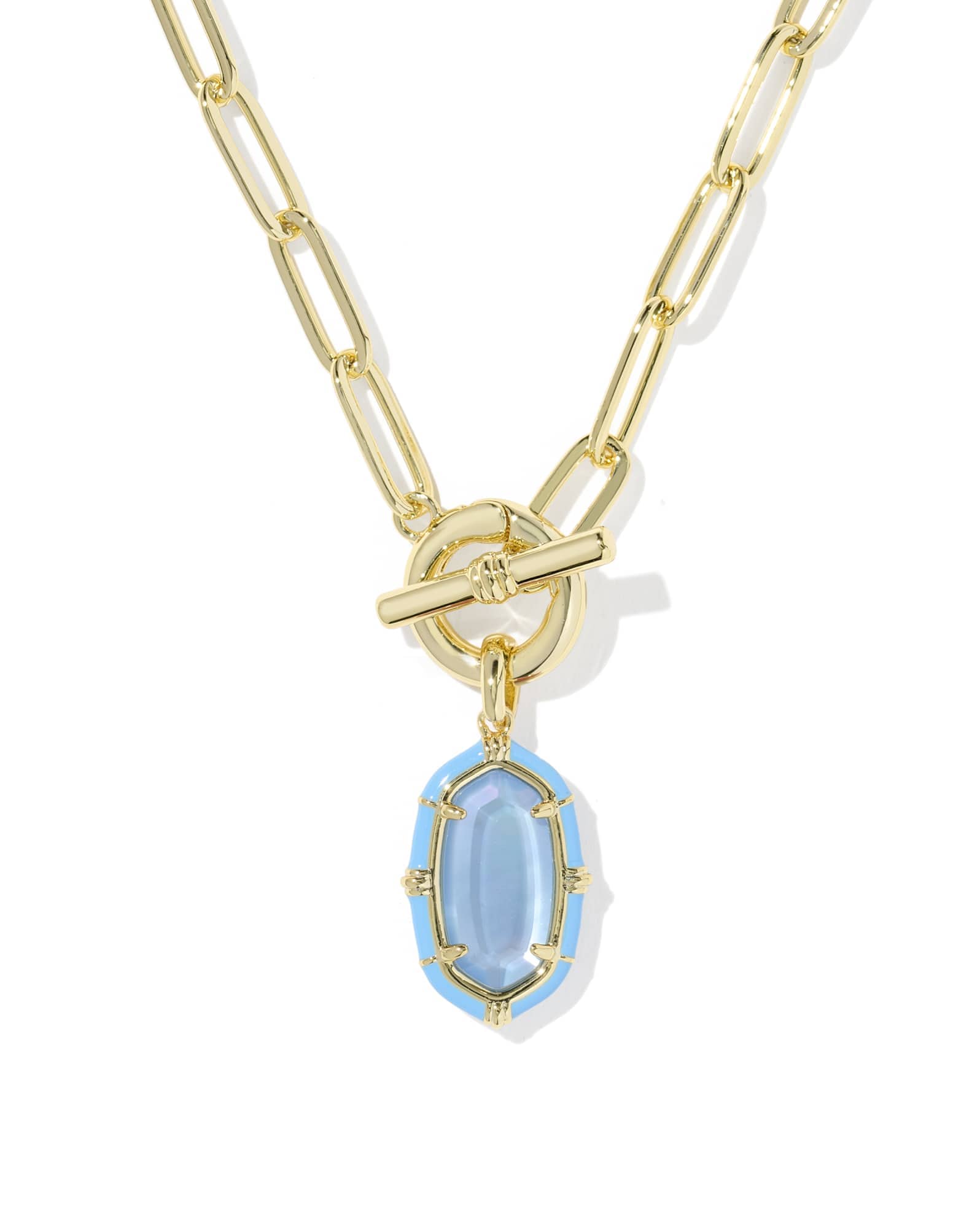 Elisa Gold Enamel Link and Chain Necklace