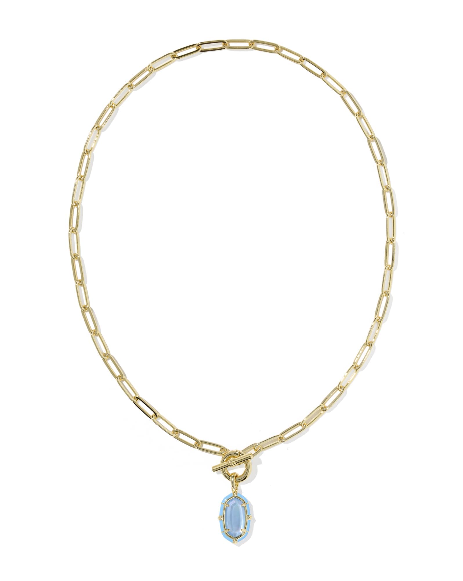 Elisa Gold Enamel Link and Chain Necklace