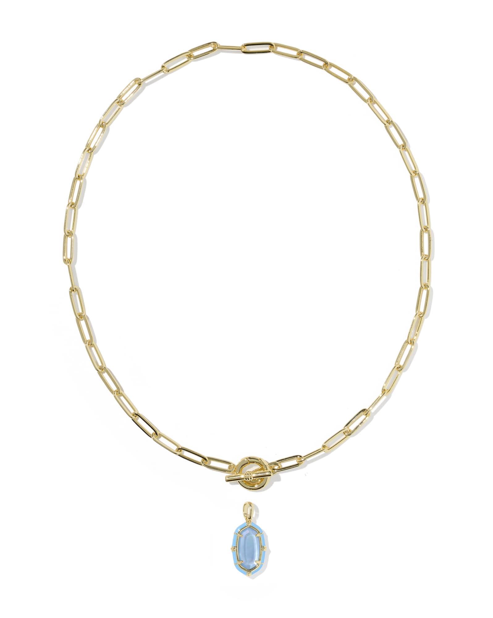Elisa Gold Enamel Link and Chain Necklace