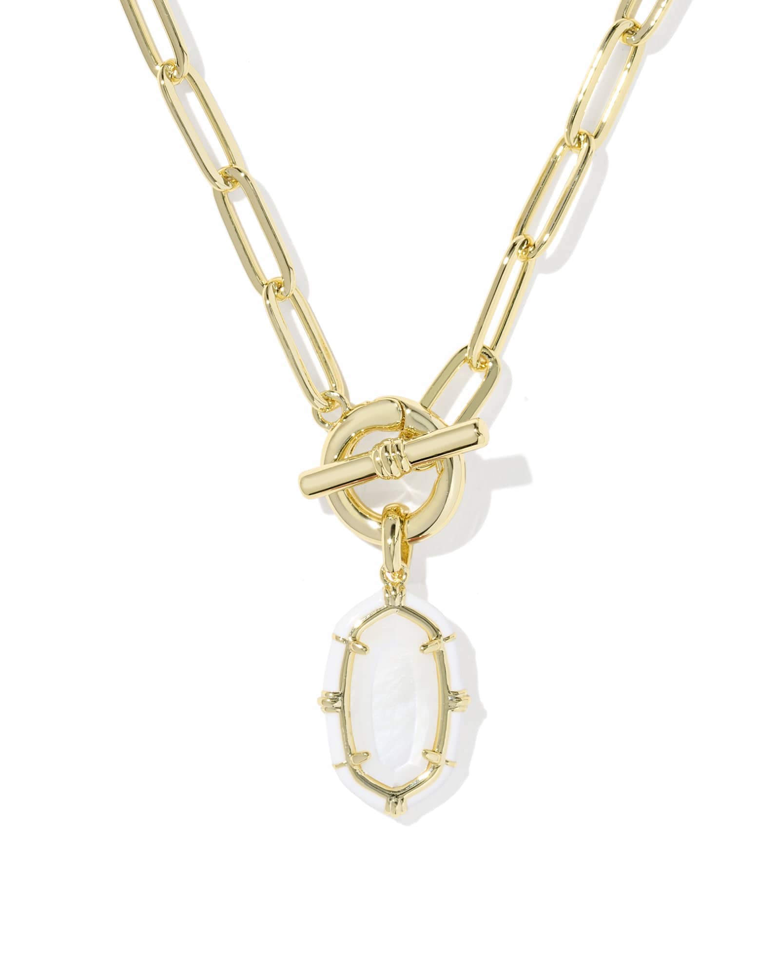 Elisa Gold Enamel Link and Chain Necklace