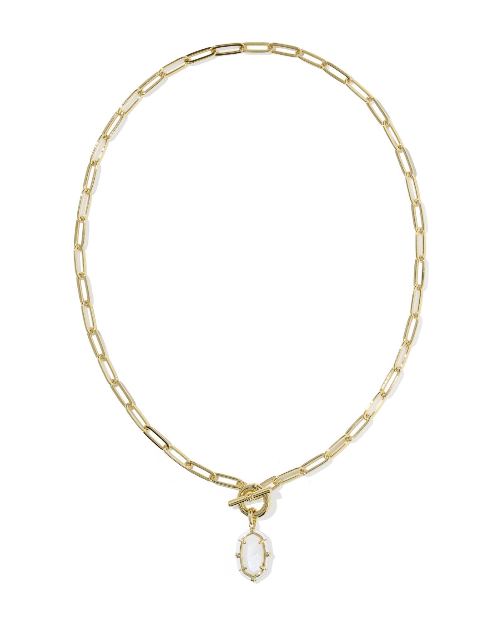 Elisa Gold Enamel Link and Chain Necklace