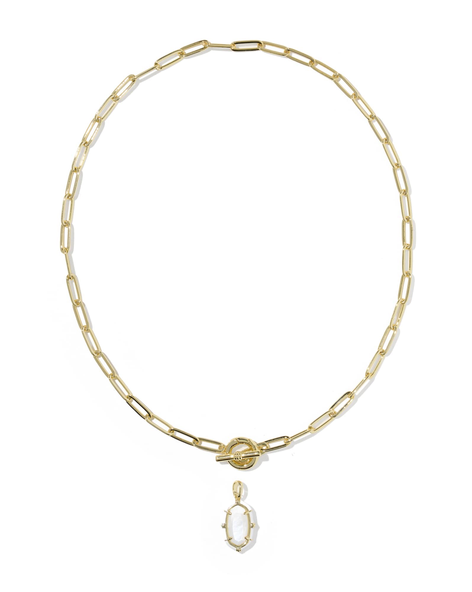 Elisa Gold Enamel Link and Chain Necklace