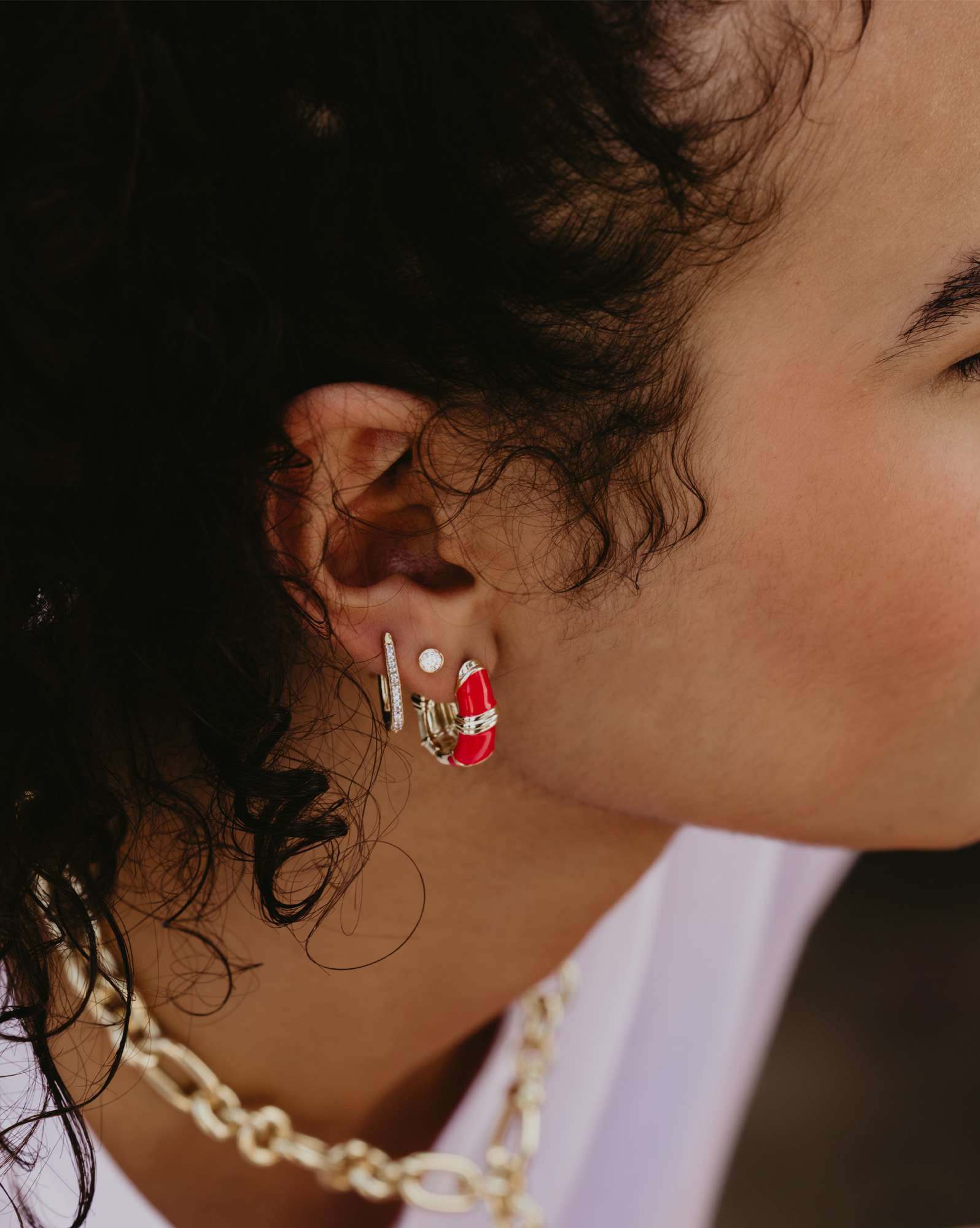 Courtney Gold Enamel Huggie Earrings