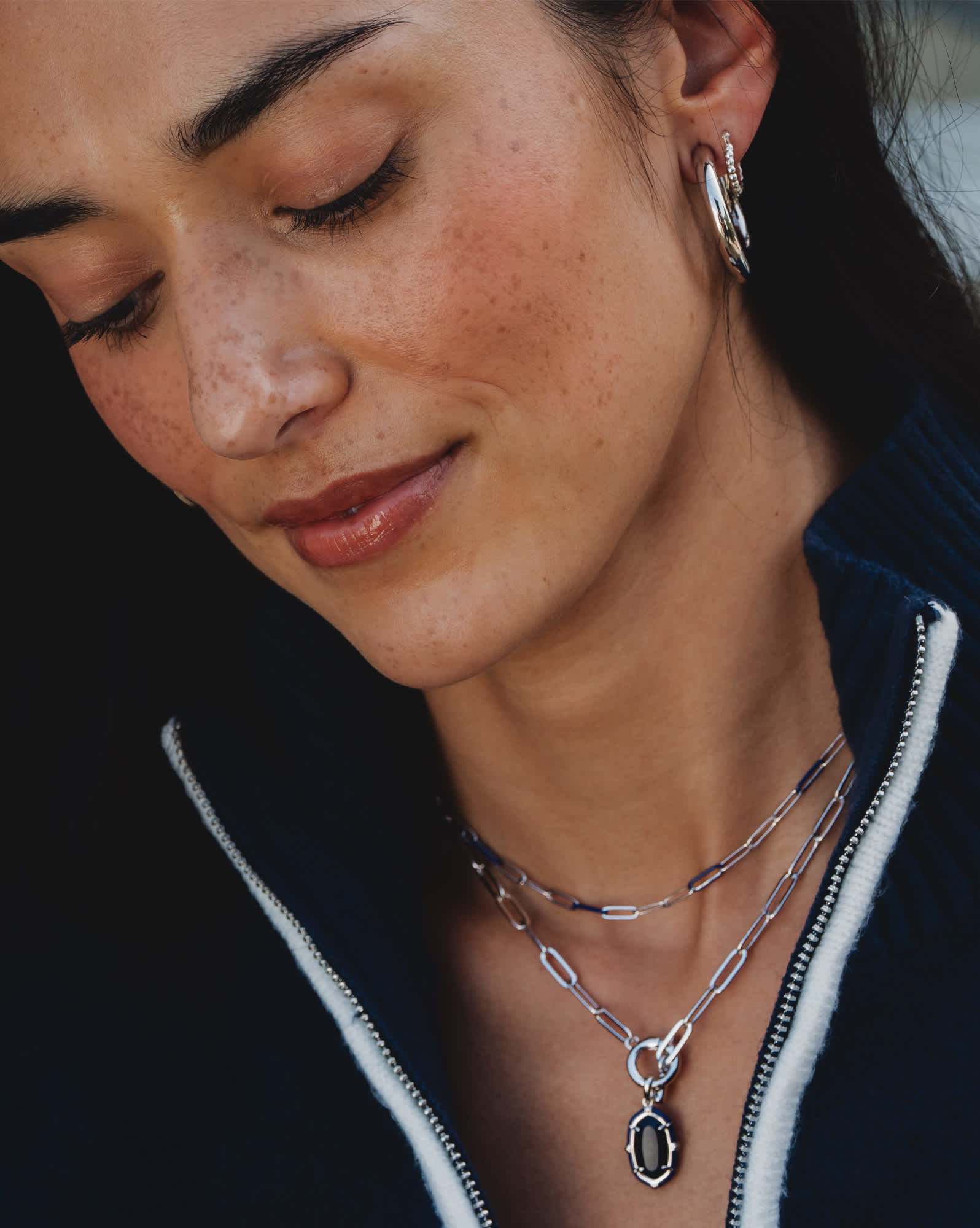 Courtney Silver Enamel Link and Chain Necklace