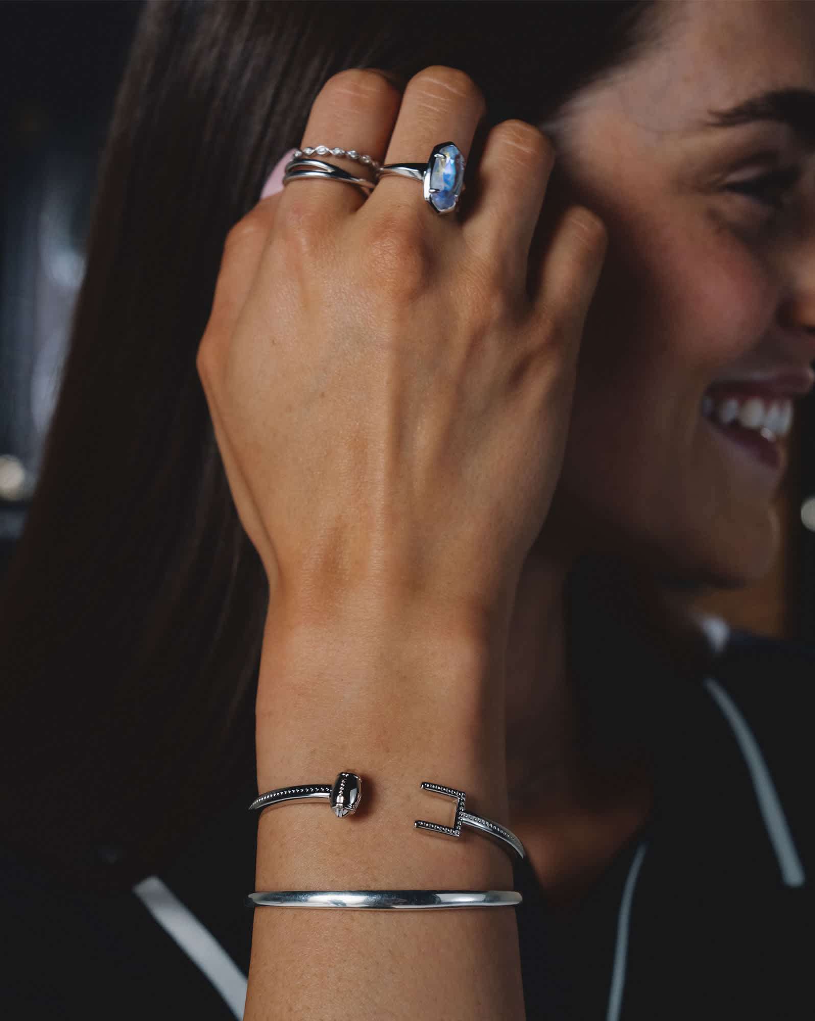 Wynn Silver Football Cuff Bracelet
