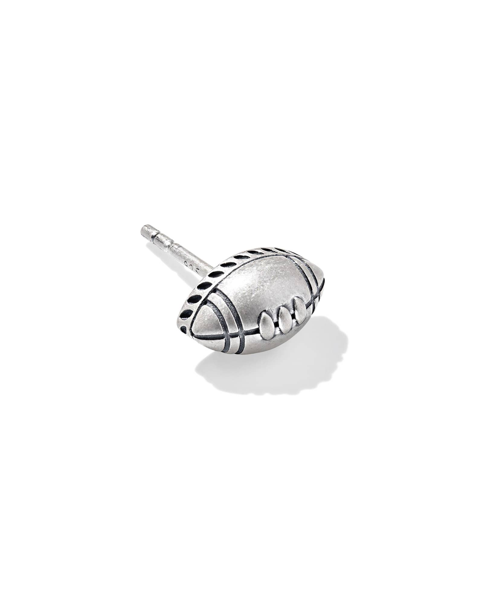 Football Oxidized Sterling Silver Single Stud Earring 