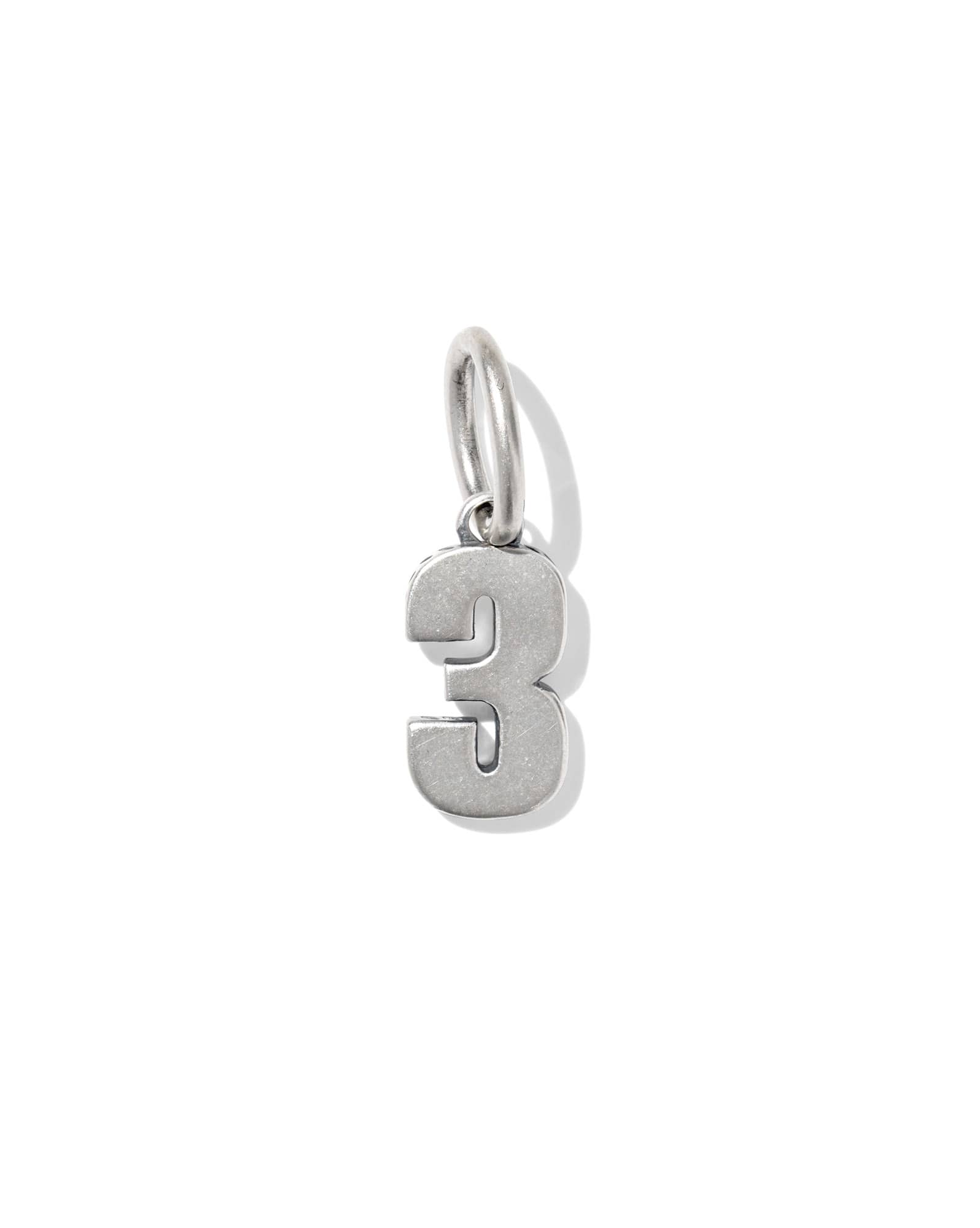 Large Metal Number 3 Oxidized Sterling Silver Charm