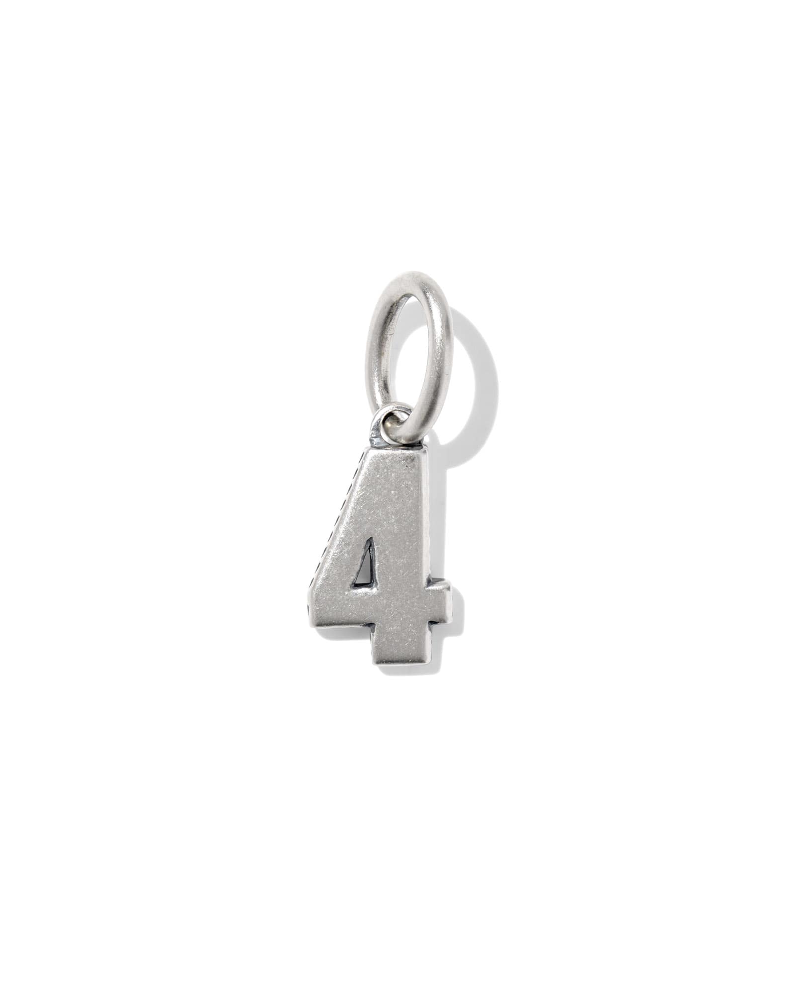 Large Metal Number 4 Oxidized Sterling Silver Charm