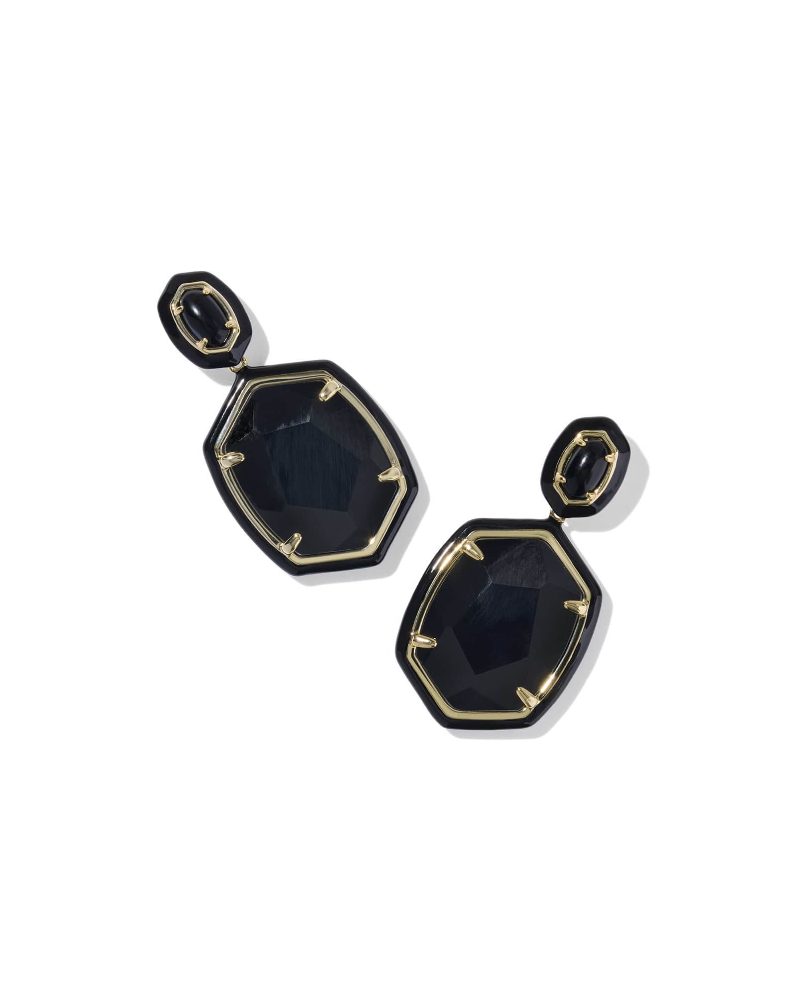 Daphne Enamel Frame Gold Drop Earrings