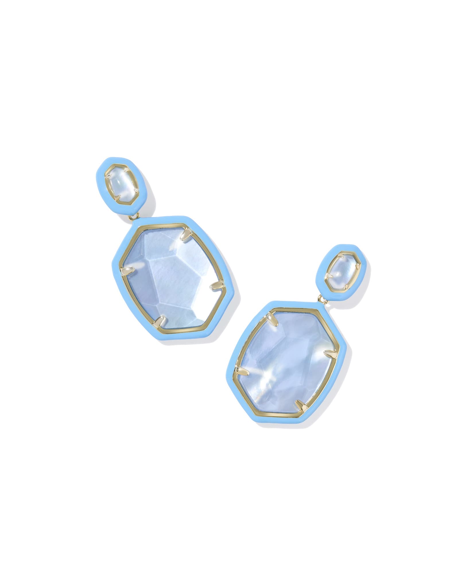 Daphne Enamel Frame Gold Drop Earrings