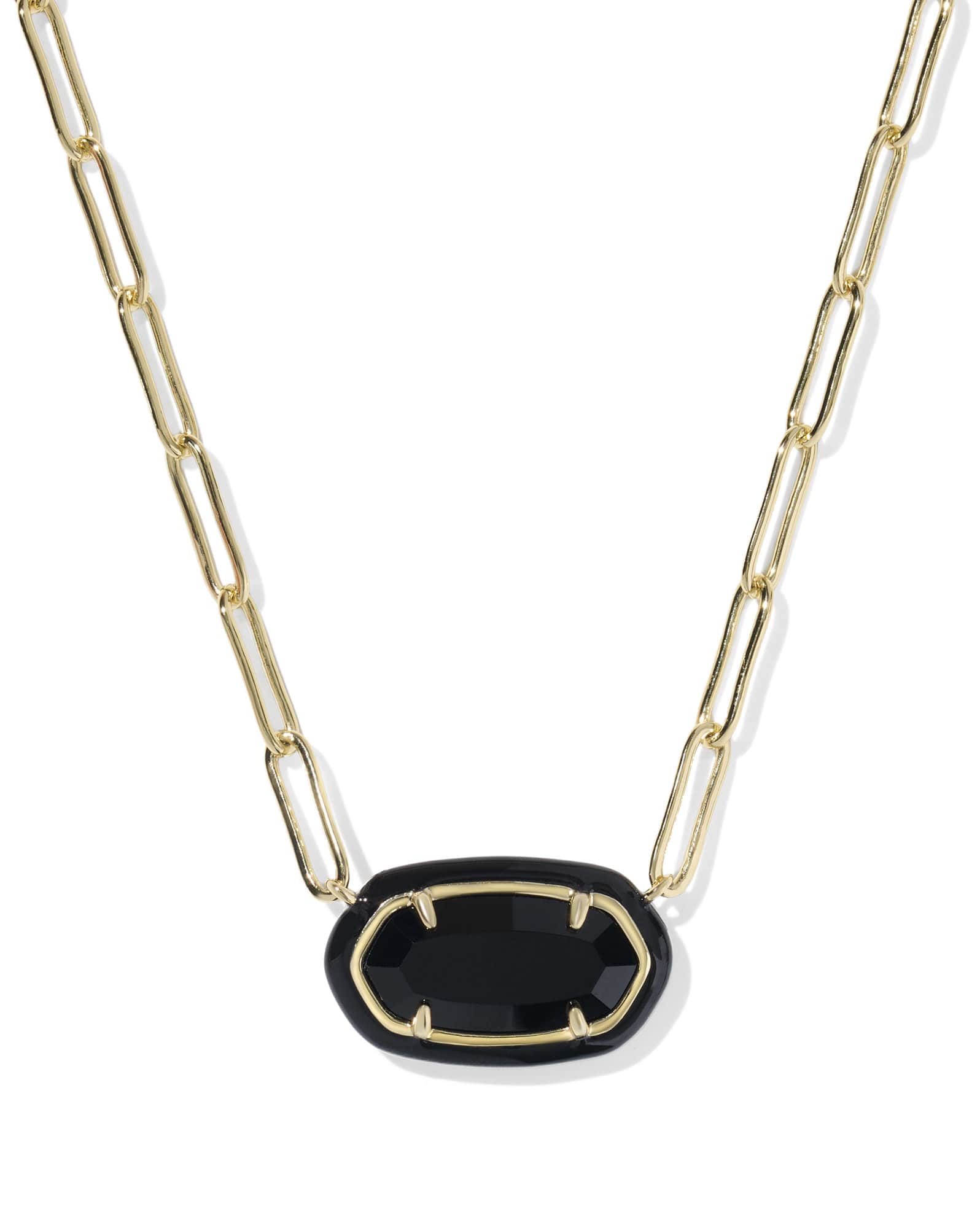 Elisa Enamel Frame Gold Paperclip Necklace