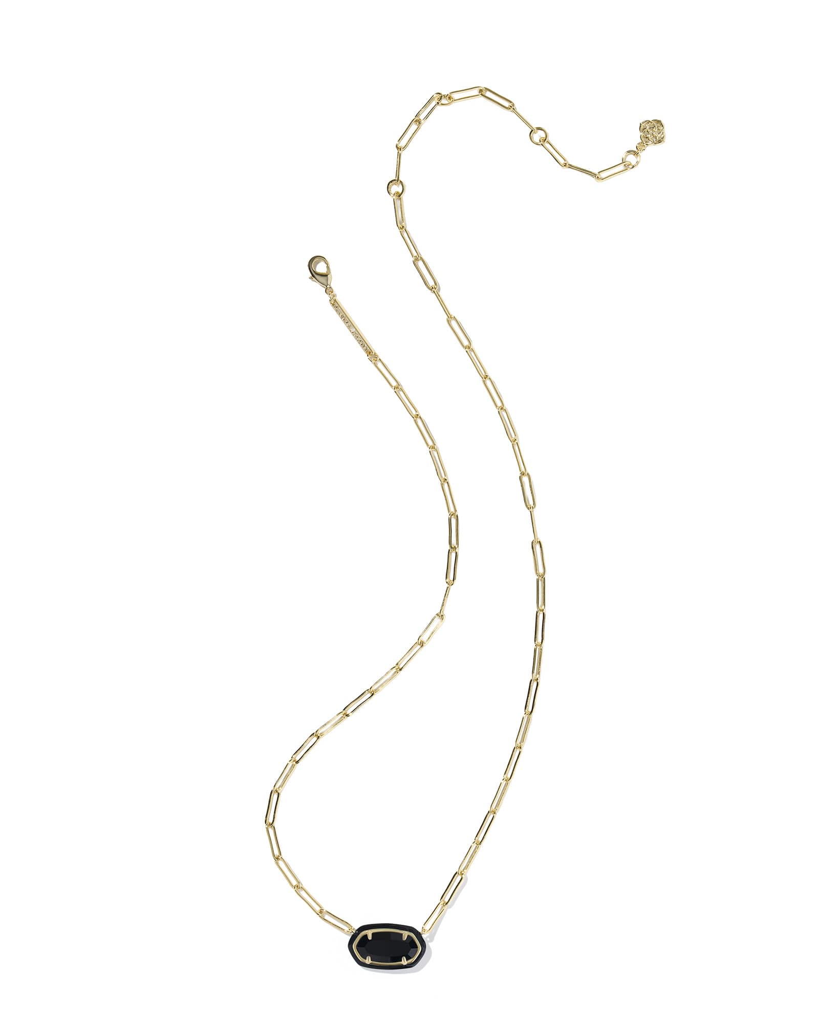 Elisa Enamel Frame Gold Paperclip Necklace
