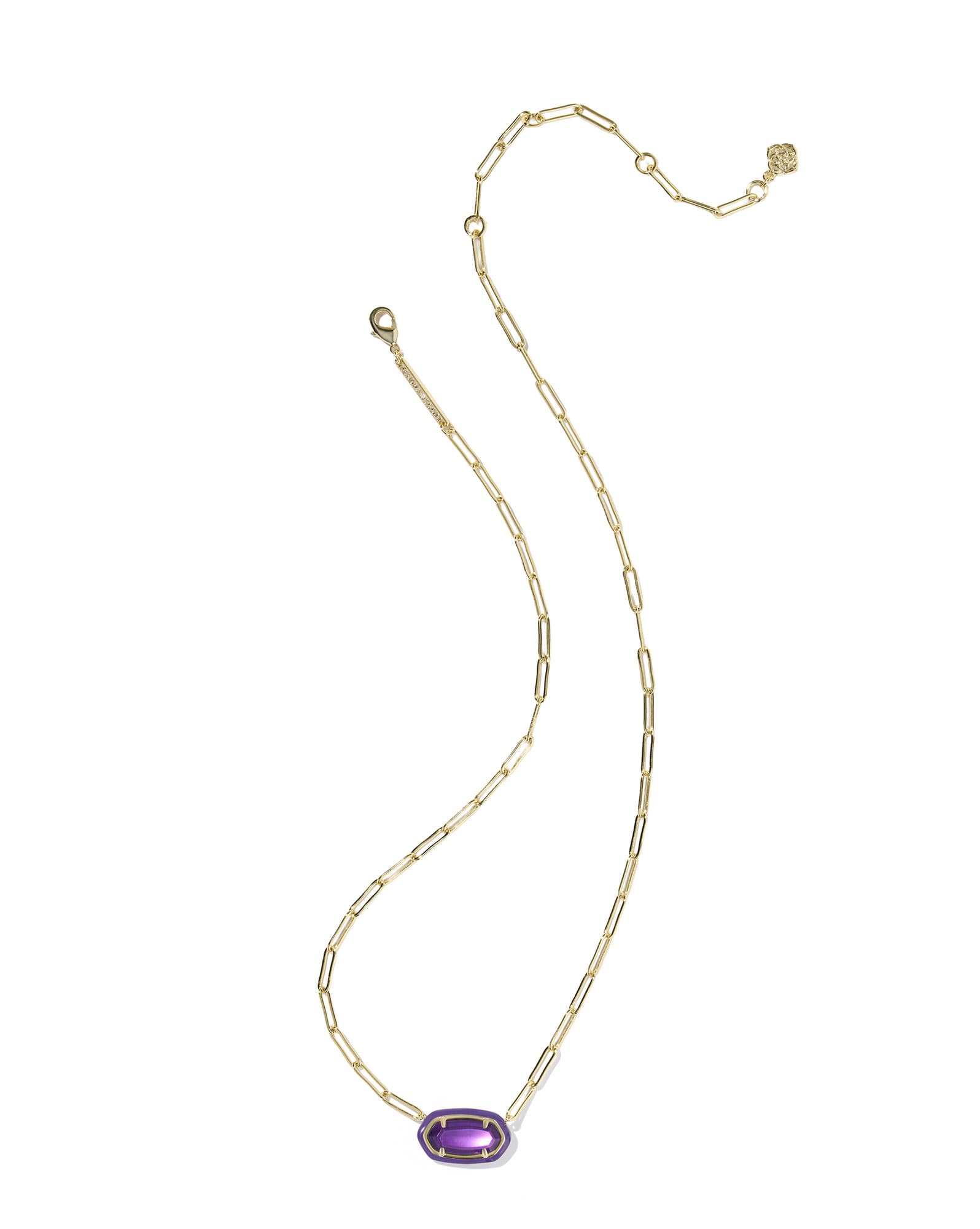 Elisa Enamel Frame Gold Paperclip Necklace