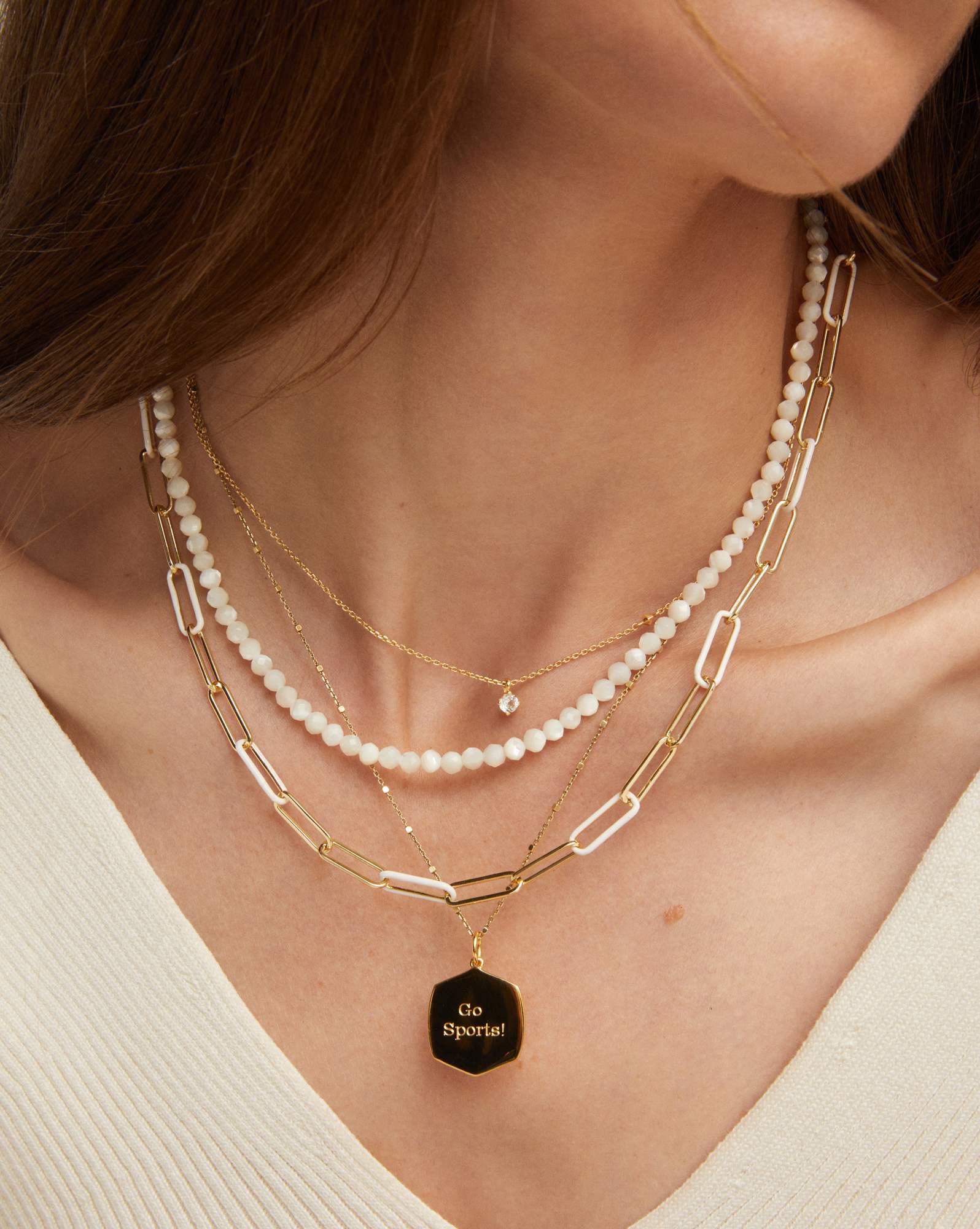 Emery Gold Beaded Strand Necklace