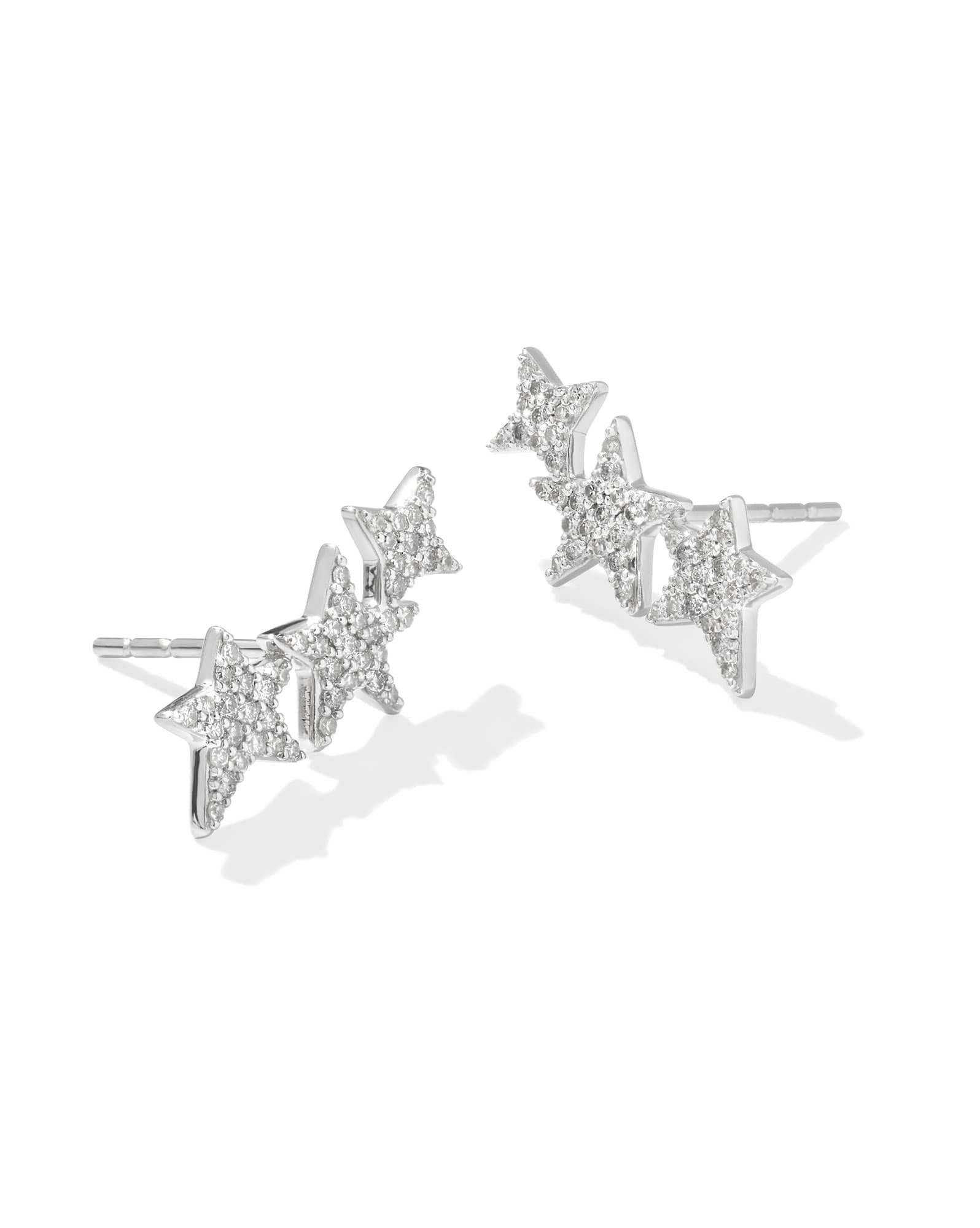 0.3 ct Star Cluster 14k White Gold Ear Climber Earrings in White Diamond