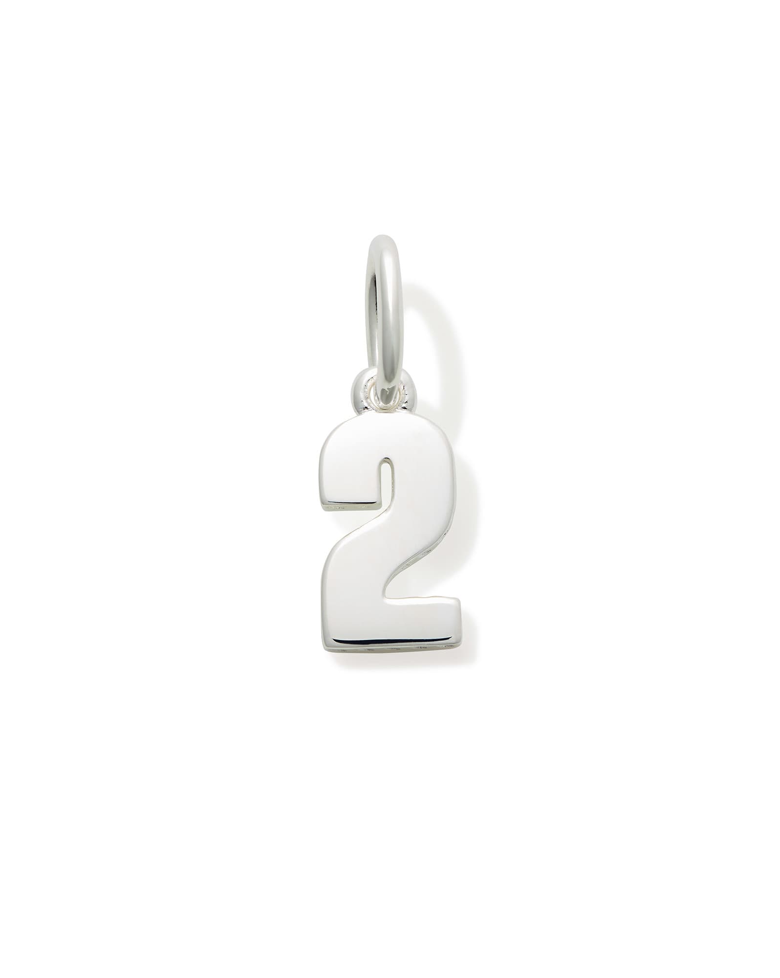 Metal Number 2 Charm in Sterling Silver