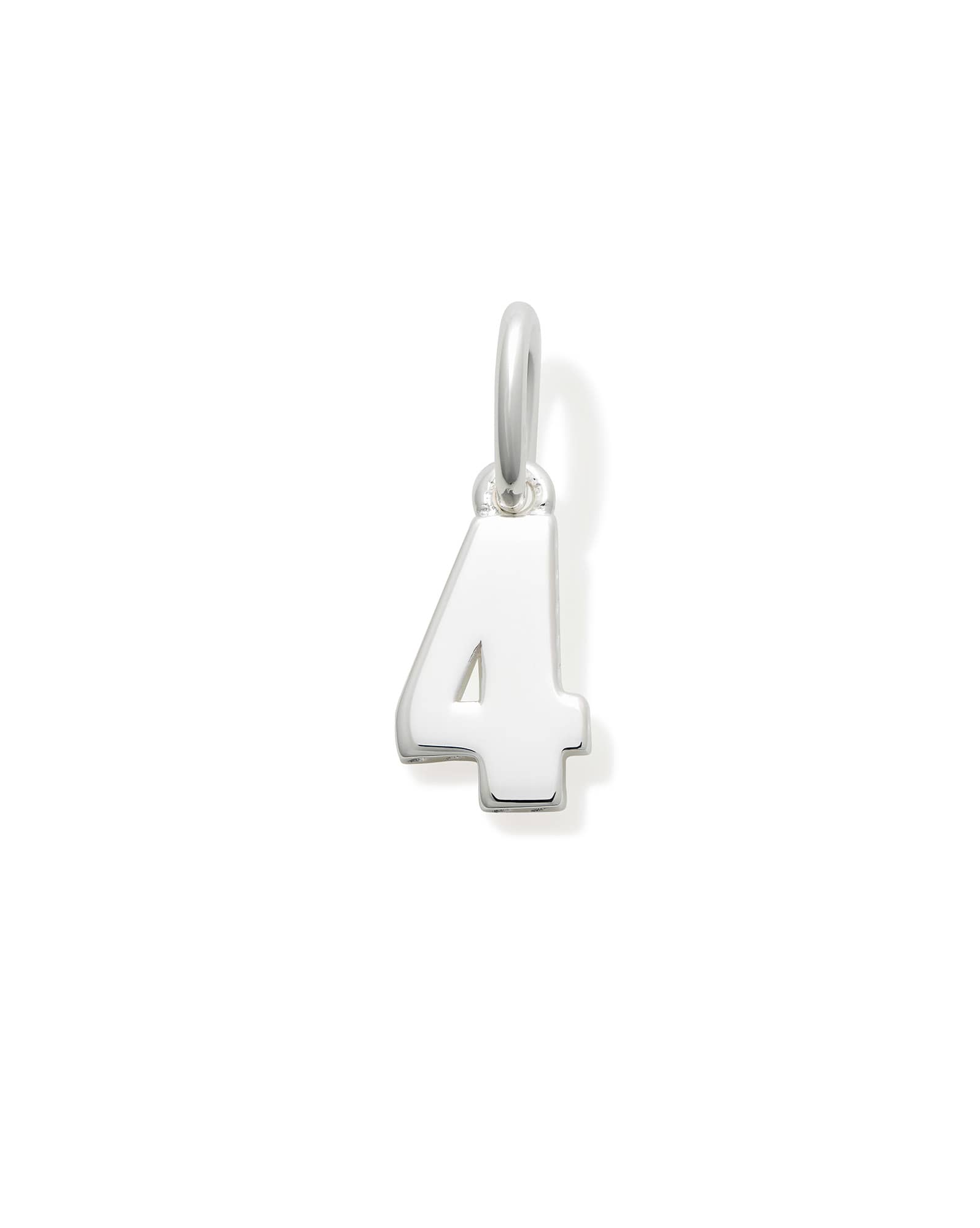 Metal Number 4 Charm in Sterling Silver