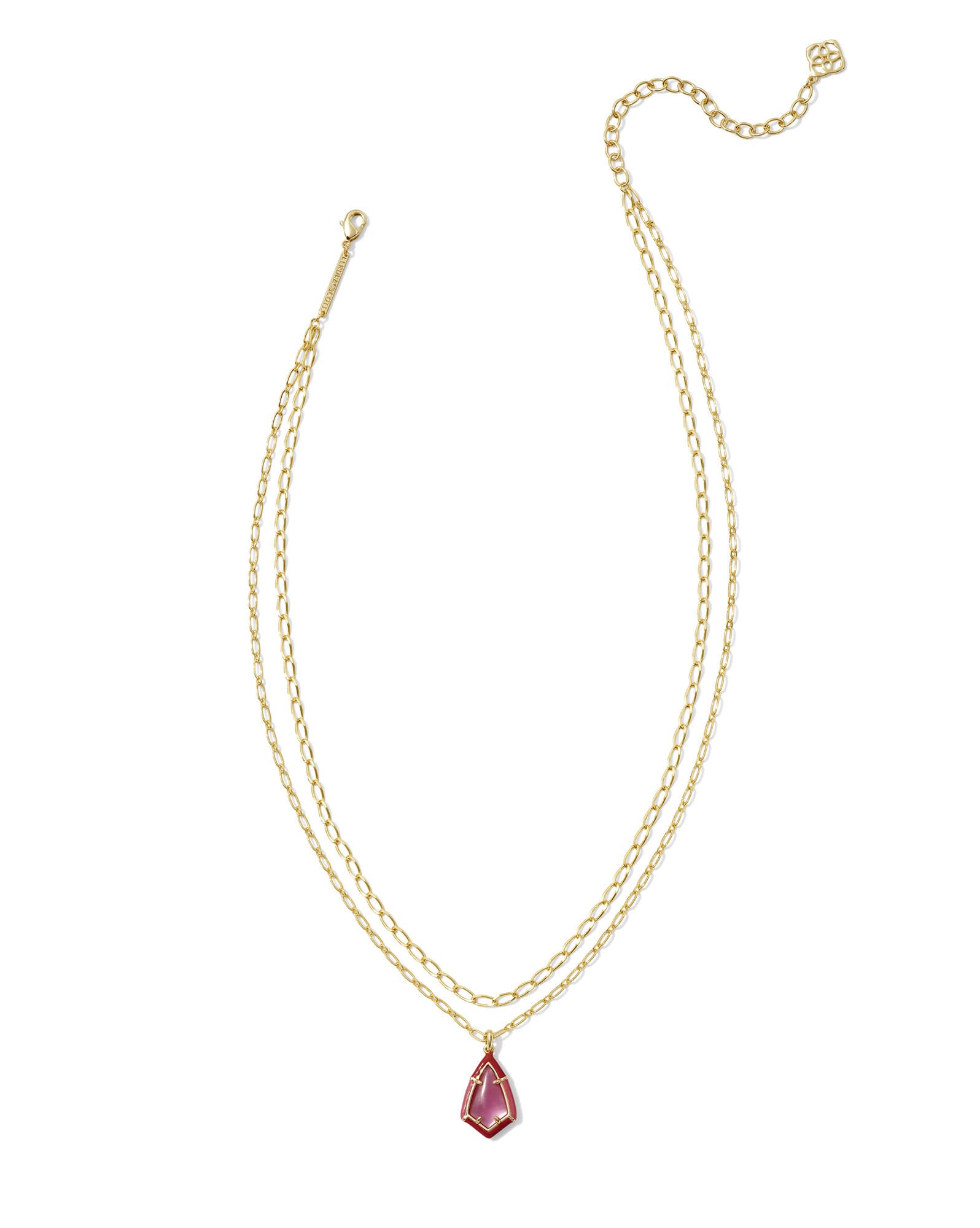 Camry Gold Enamel Frame Multi Strand Necklace in Azalea Illusion