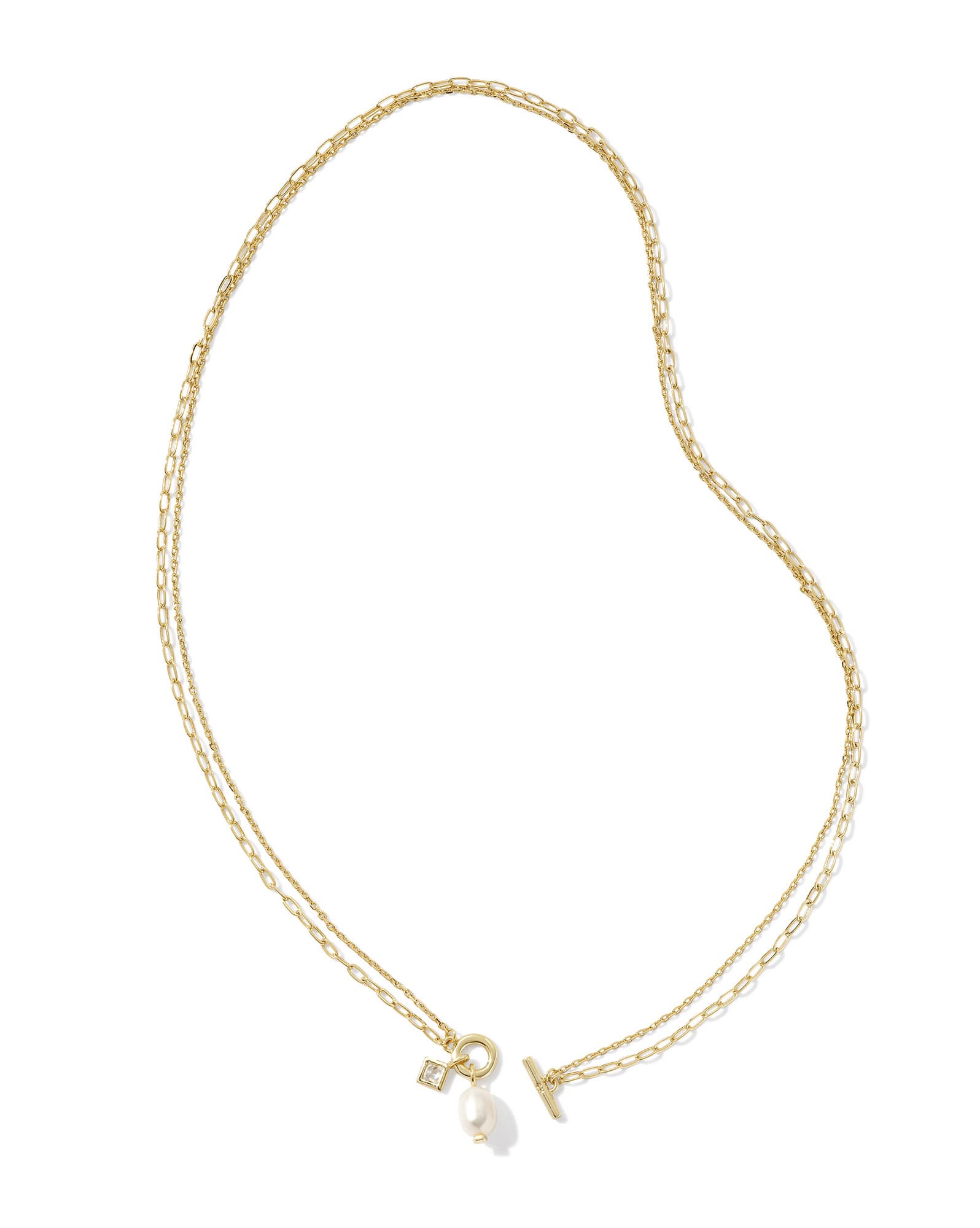 Eve Gold Chain Multi Strand Necklace in Freshwater Cultured Pearl