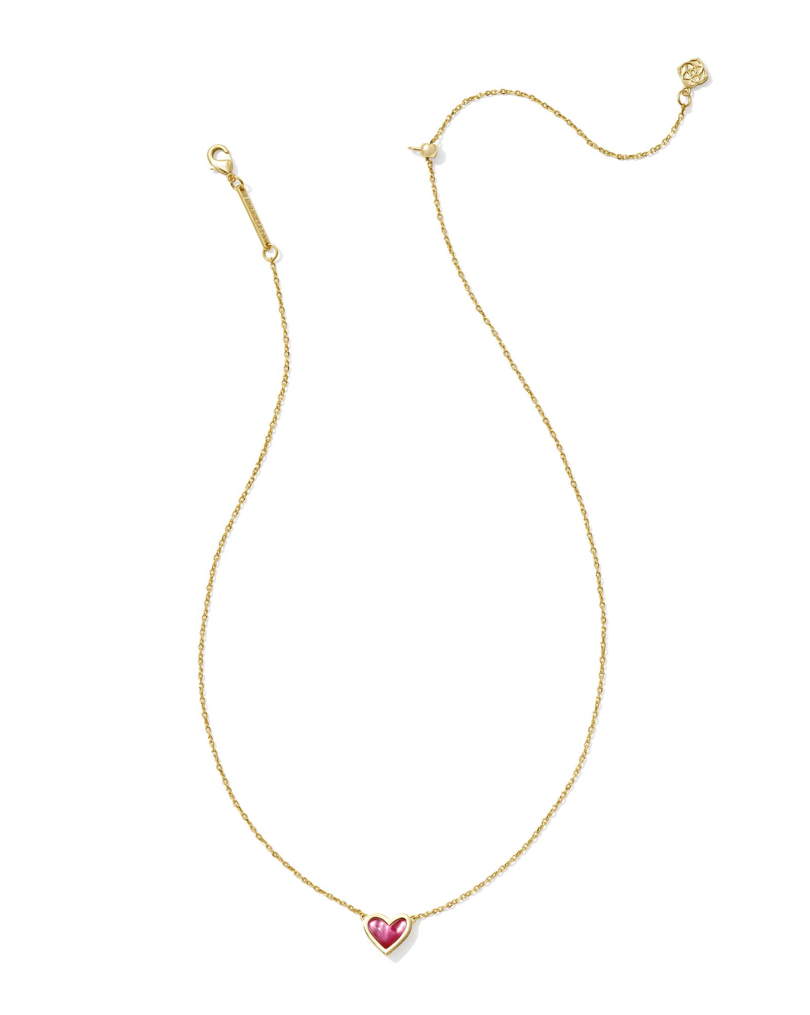 Framed Ari Heart Gold Short Pendant Necklace in Azalea Illusion