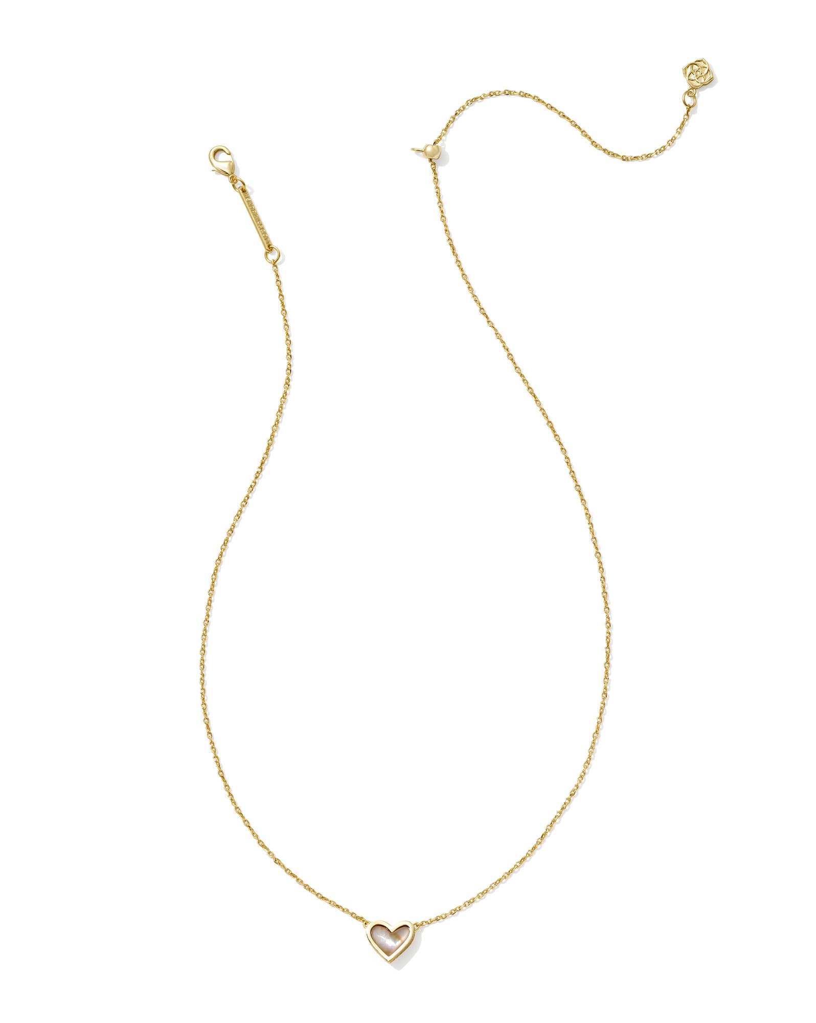 Framed Ari Heart Gold Short Pendant Necklace in Iridescent Abalone