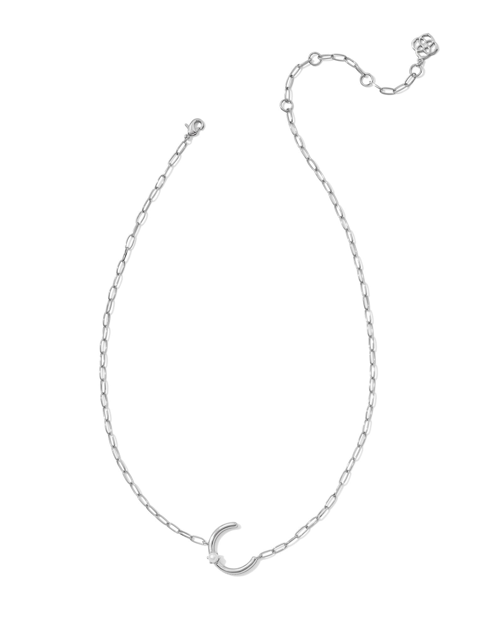 Pearl Silver Letter C Short Pendant Necklace in Freshwater Cultured Pearl