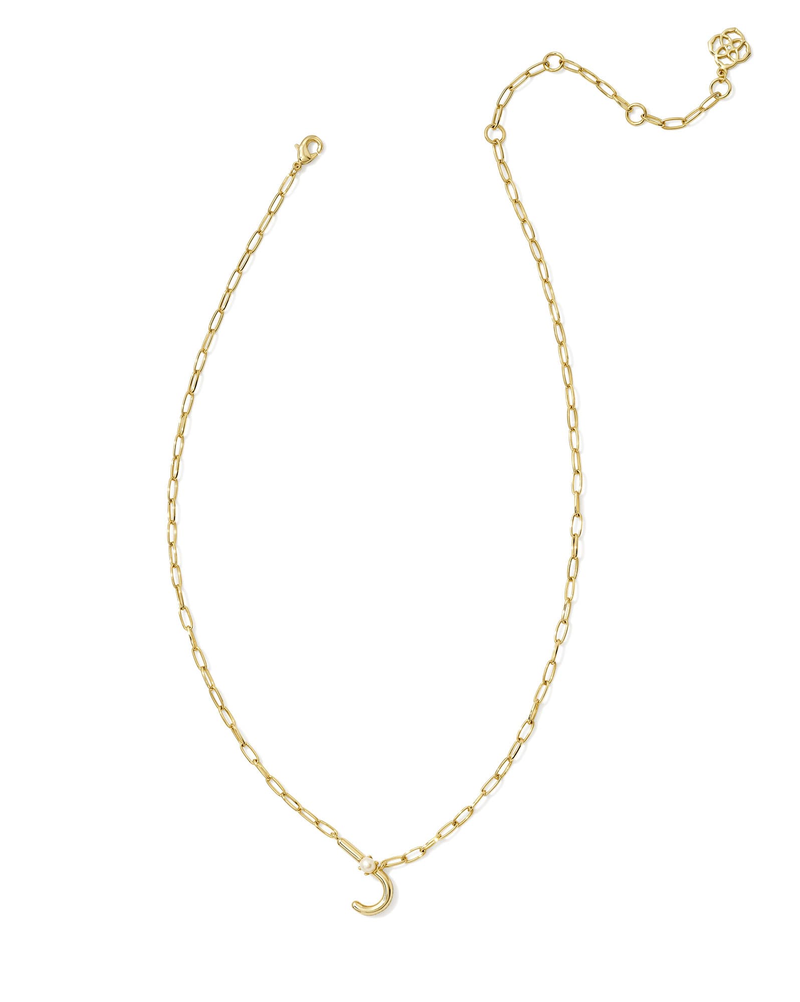 Pearl Gold Letter J Short Pendant Necklace in Freshwater Cultured Pearl