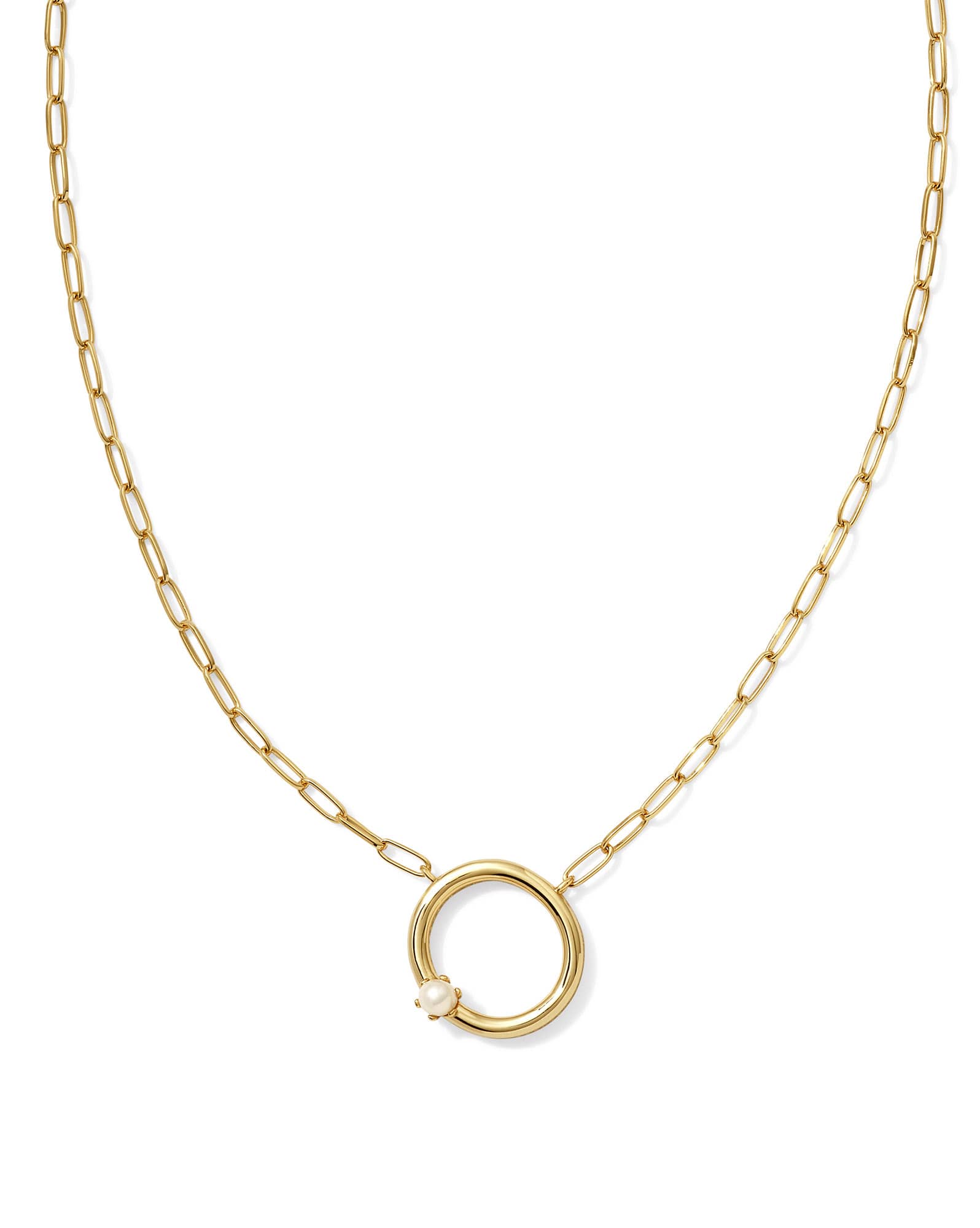 Pearl Gold Letter O Short Pendant Necklace in Freshwater Cultured Pearl