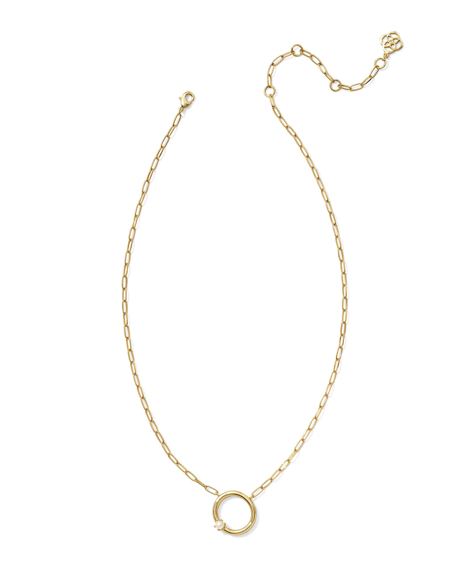 Pearl Gold Letter O Short Pendant Necklace in Freshwater Cultured Pearl