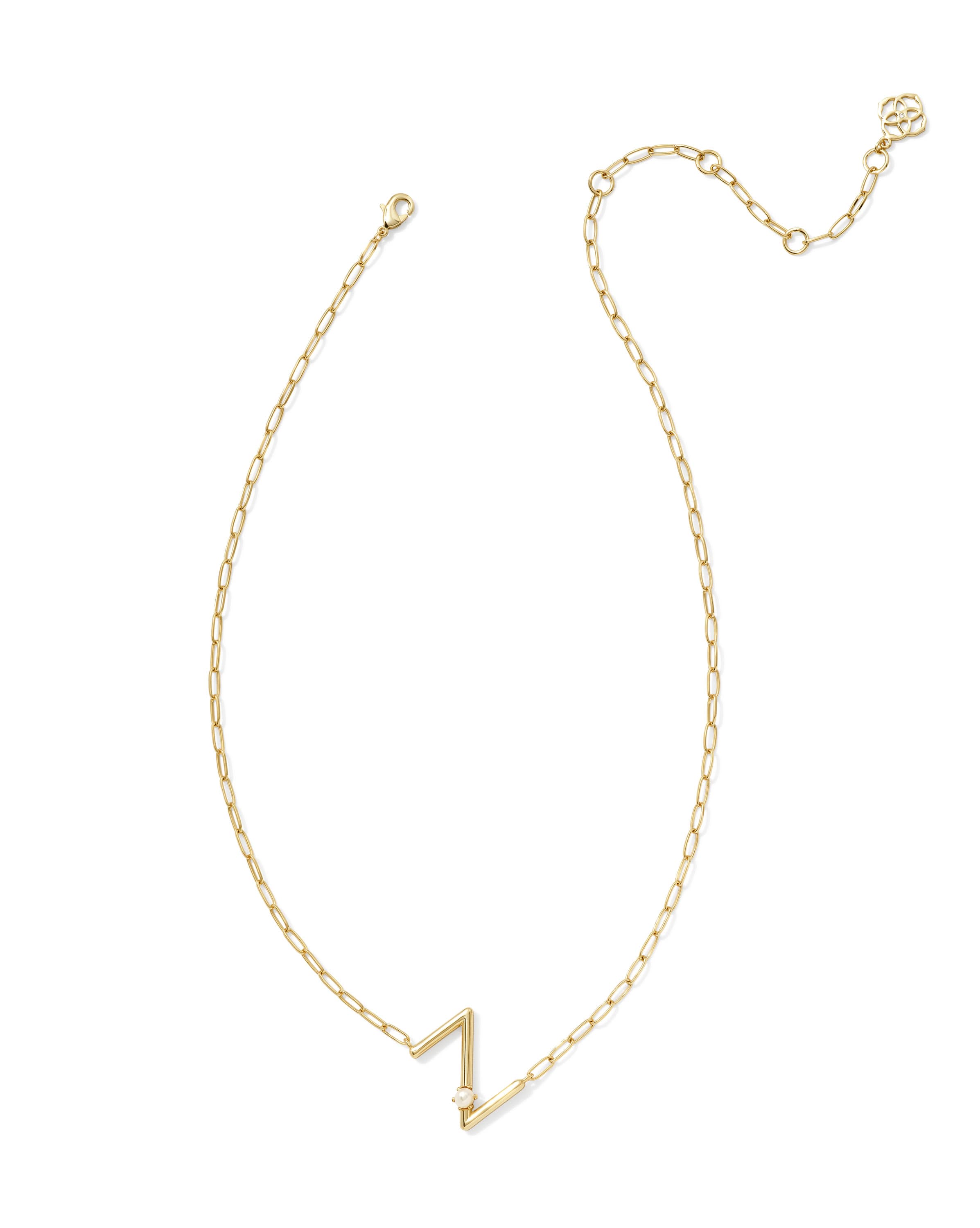 Pearl Gold Letter Z Short Pendant Necklace in Freshwater Cultured Pearl
