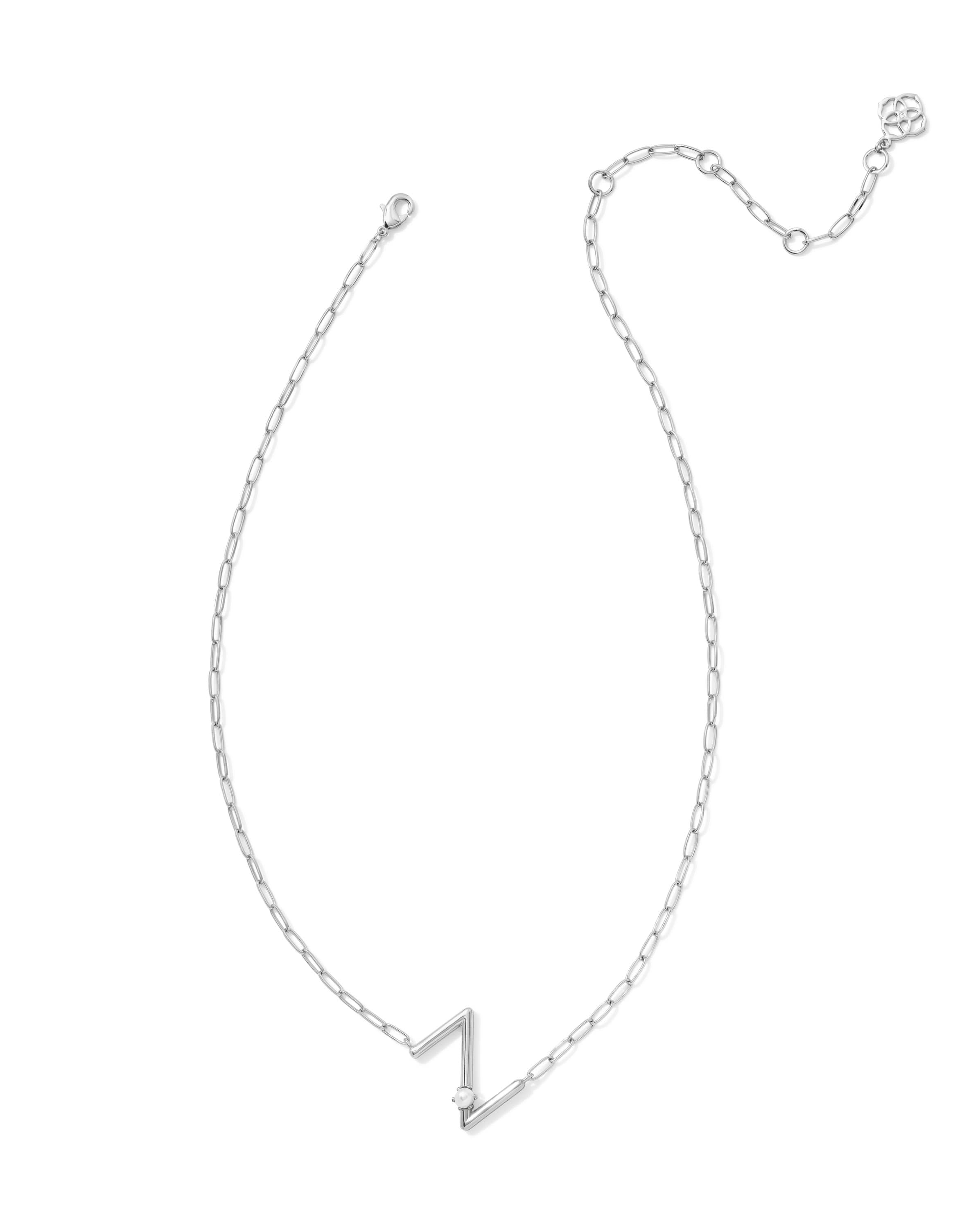 Pearl Silver Letter Z Short Pendant Necklace in Freshwater Cultured Pearl