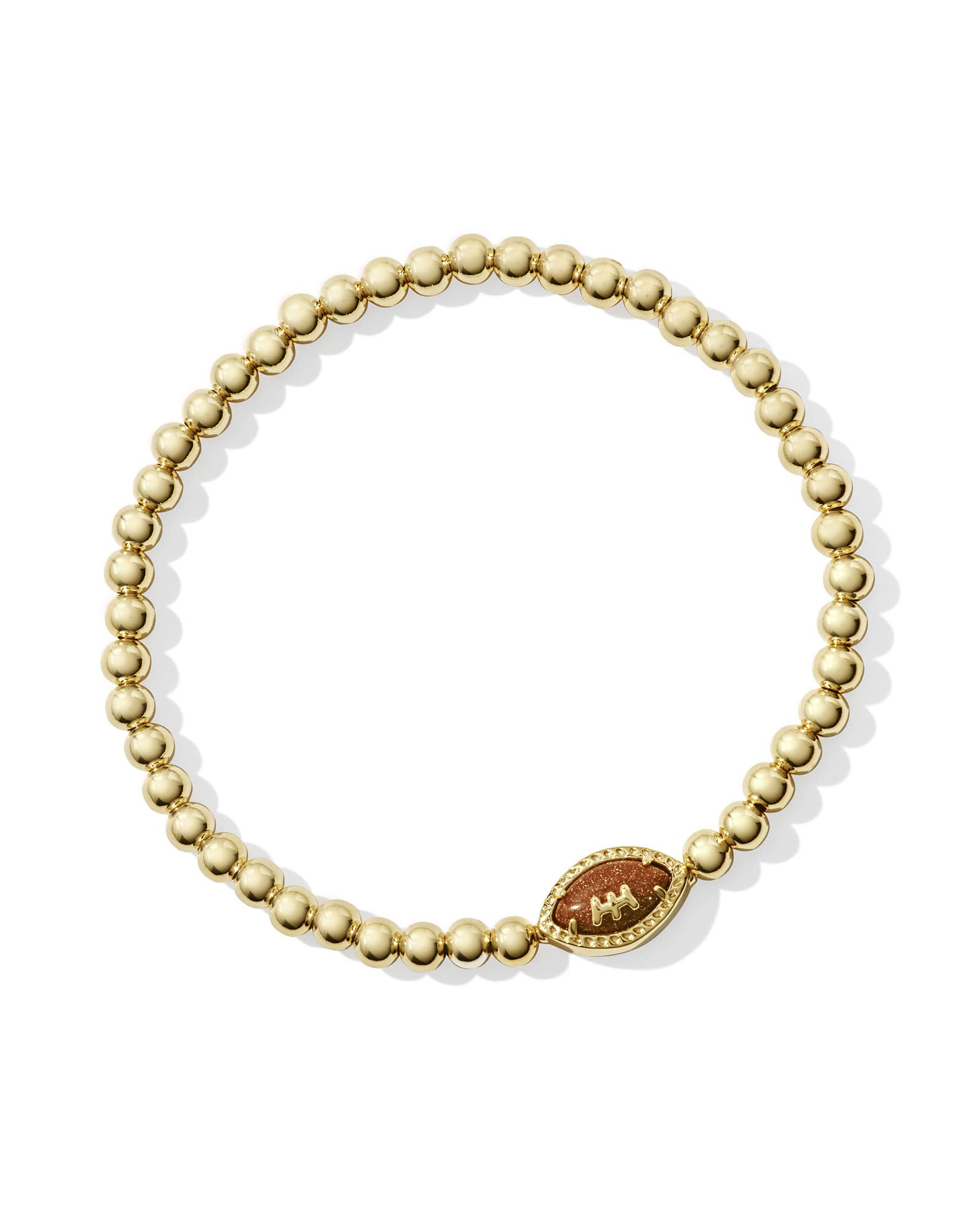 Football Gold Stretch Bracelet in Orange Goldstone