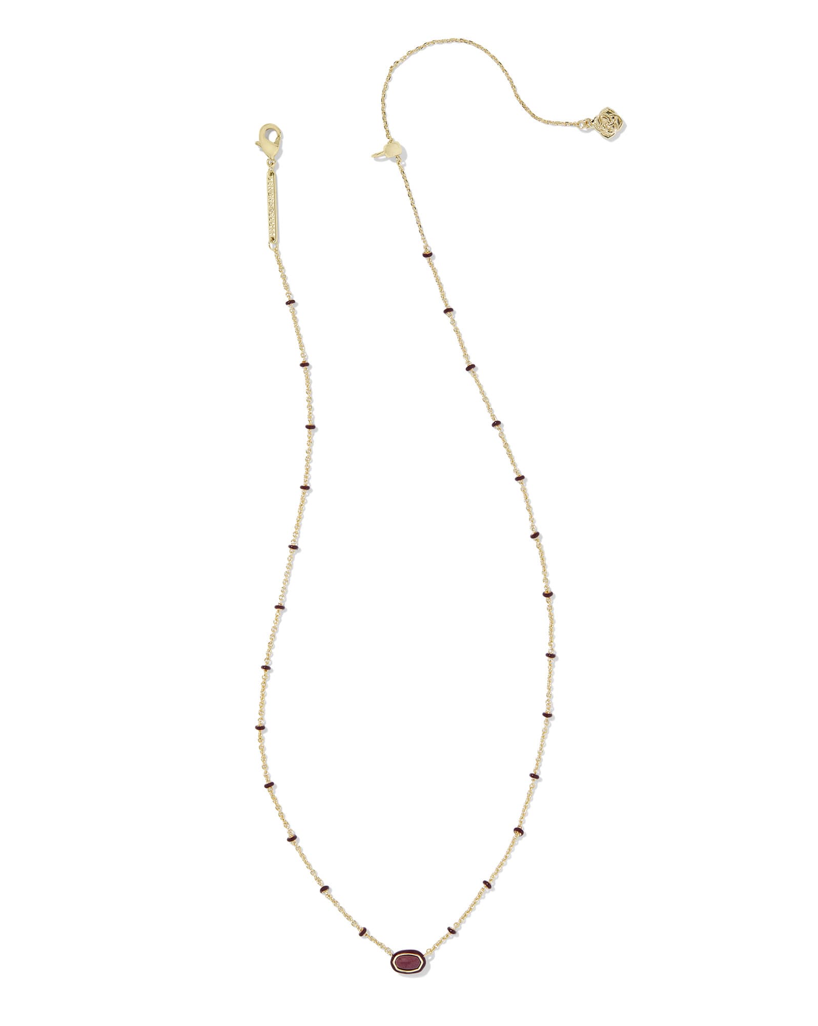 Mini Elisa Gold Enamel Frame Short Pendant Necklace in Maroon Magnesite
