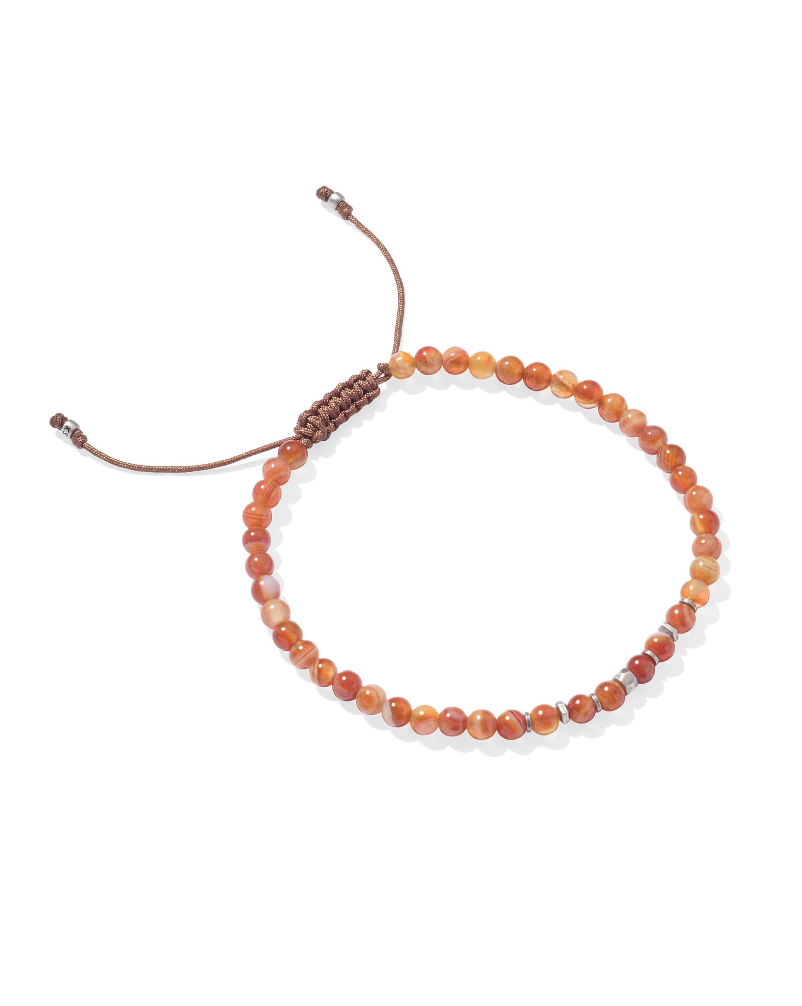 Otto Oxidized Sterling Silver Beaded Bracelet in Orange Banded Agate