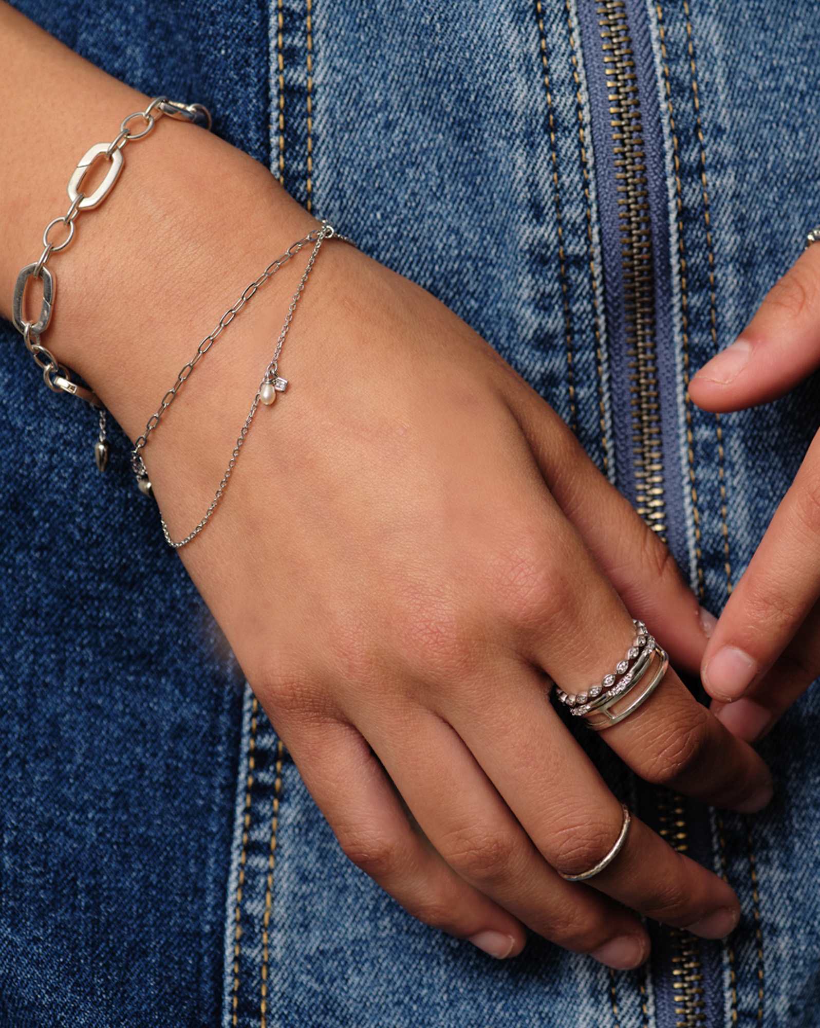 Eve Silver Multi Strand Bracelet in Freshwater Cultured Pearl