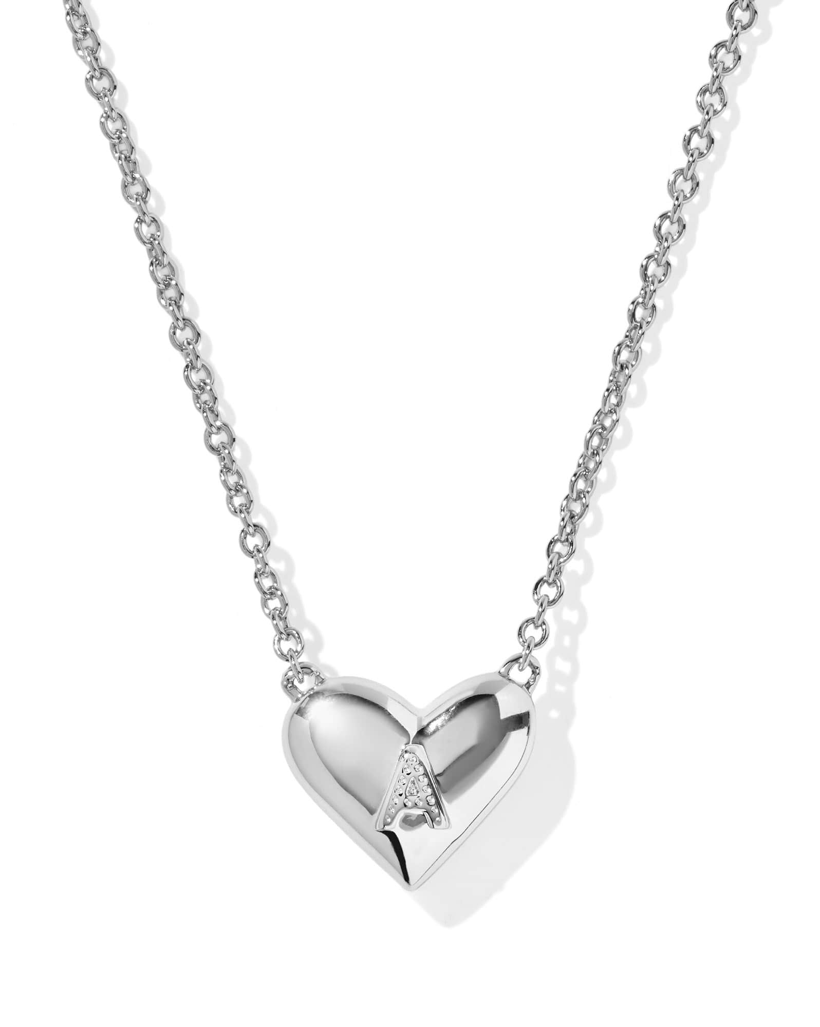 Ari Heart Letter A Silver Short Pendant Necklace