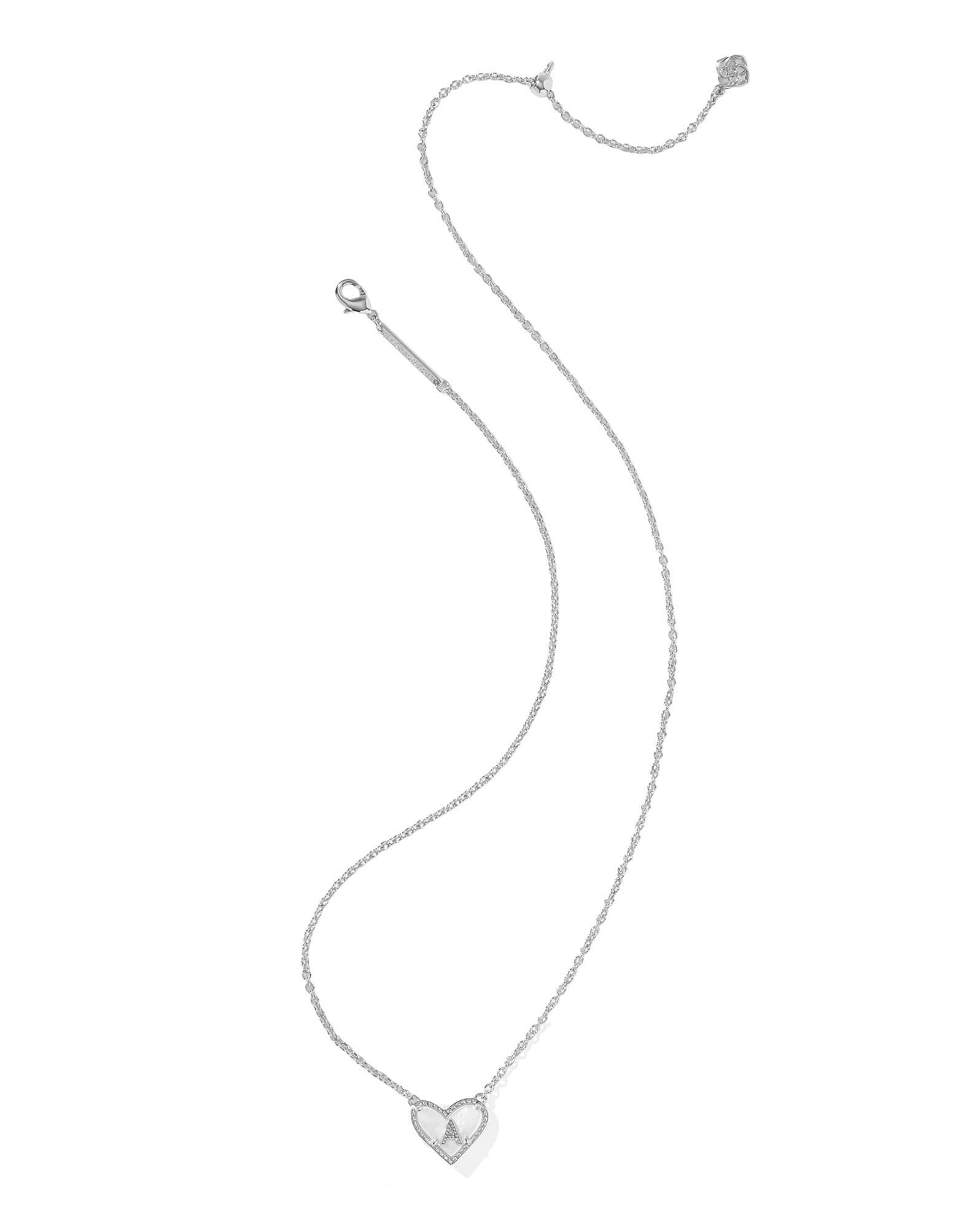 Ari Heart Letter A Silver Short Pendant Necklace