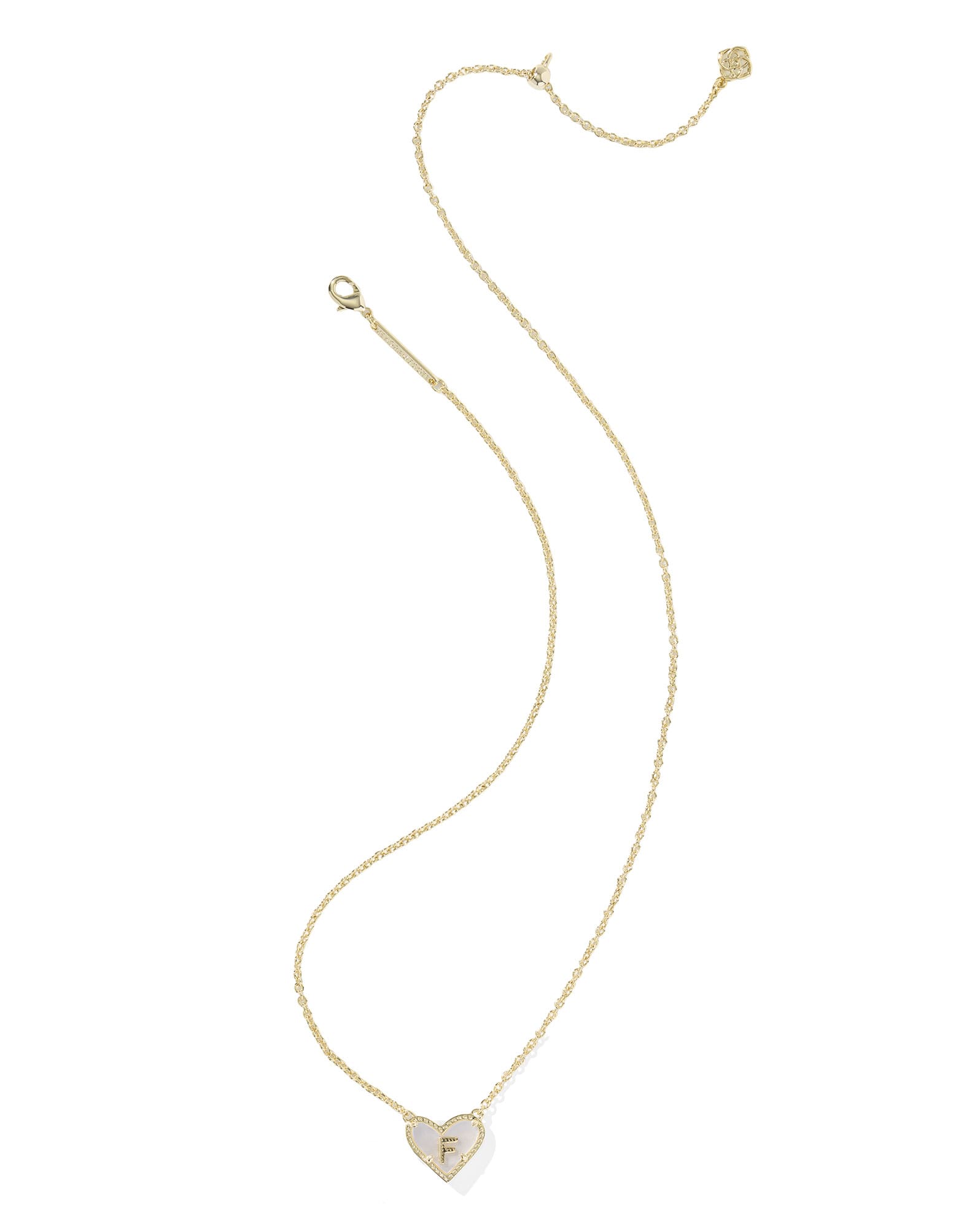 Ari Heart Letter F Gold Short Pendant Necklace