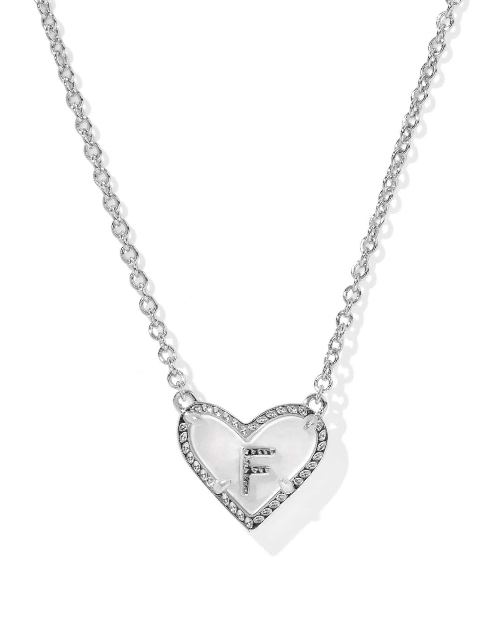 Ari Heart Letter F Silver Short Pendant Necklace