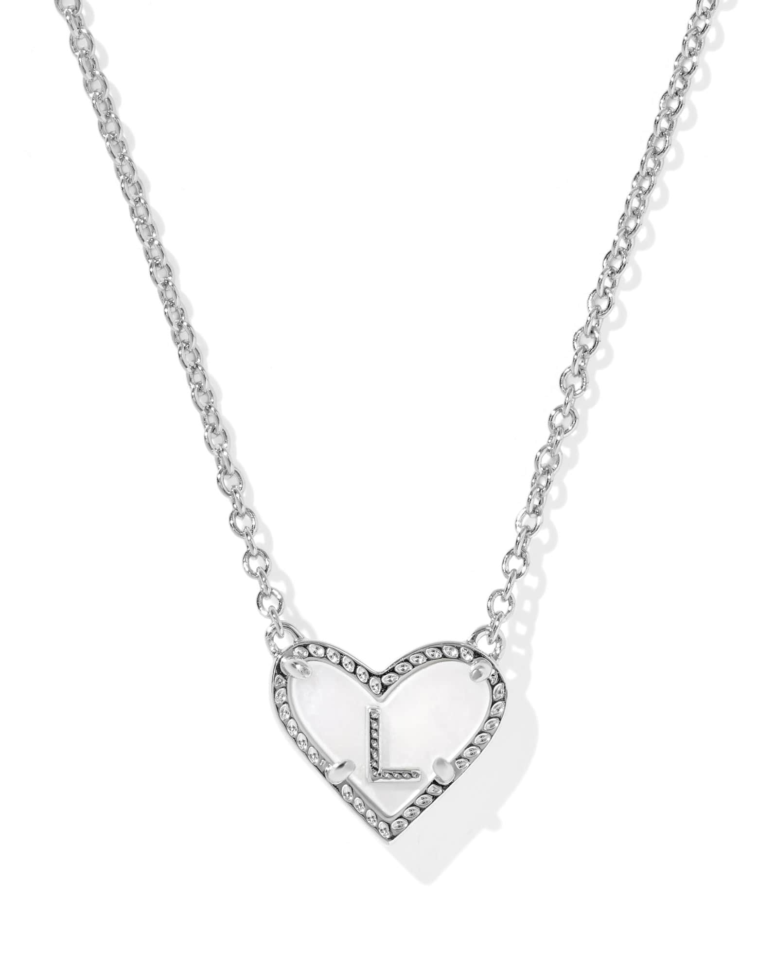 Ari Heart Letter L Silver Short Pendant Necklace