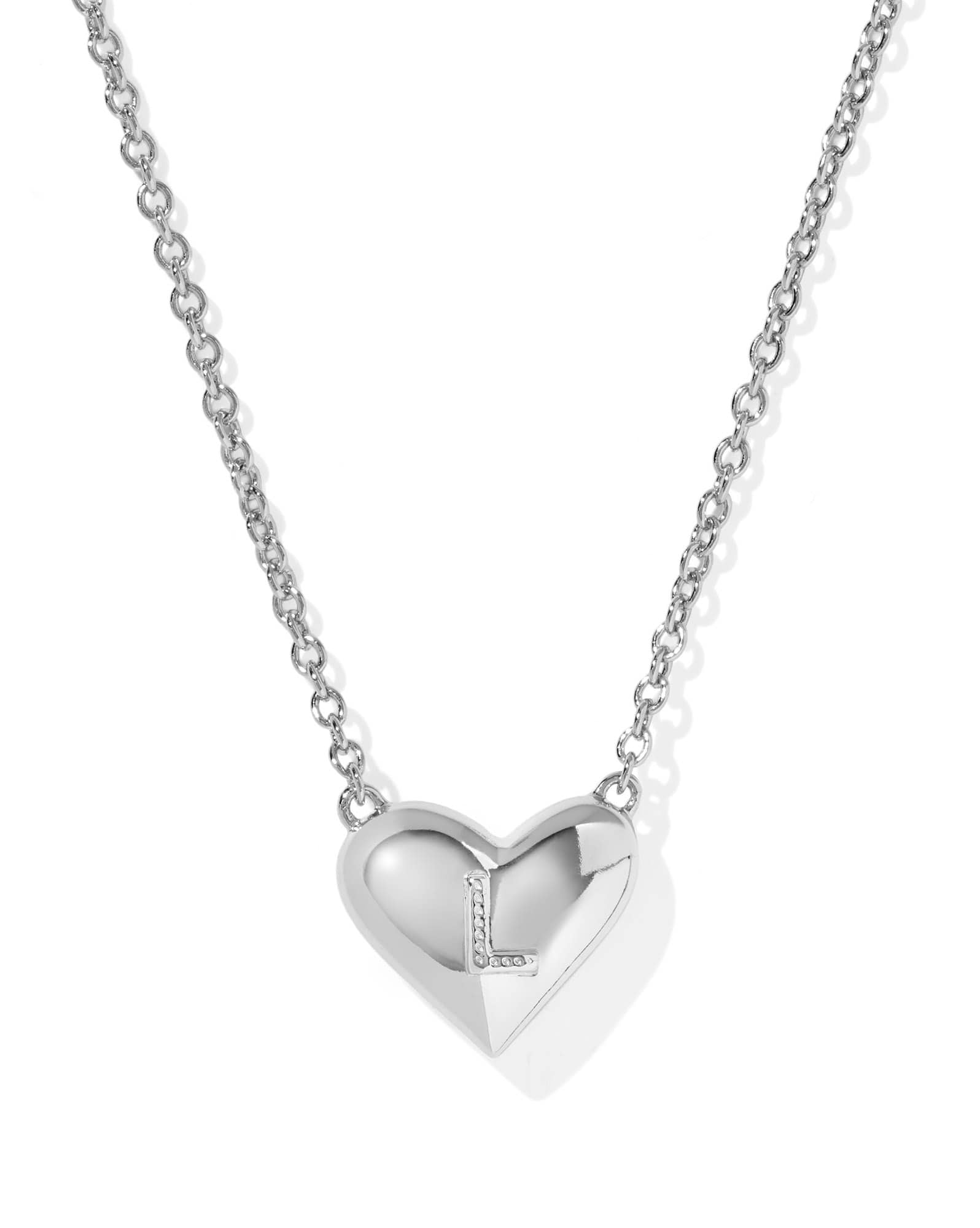 Ari Heart Letter L Silver Short Pendant Necklace
